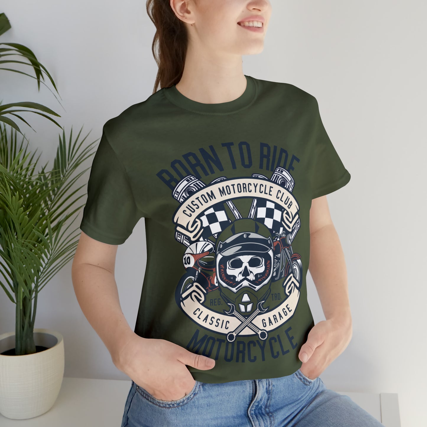 BORN TO RIDE Classic Garage - Unisex Jersey Short Sleeve Tee