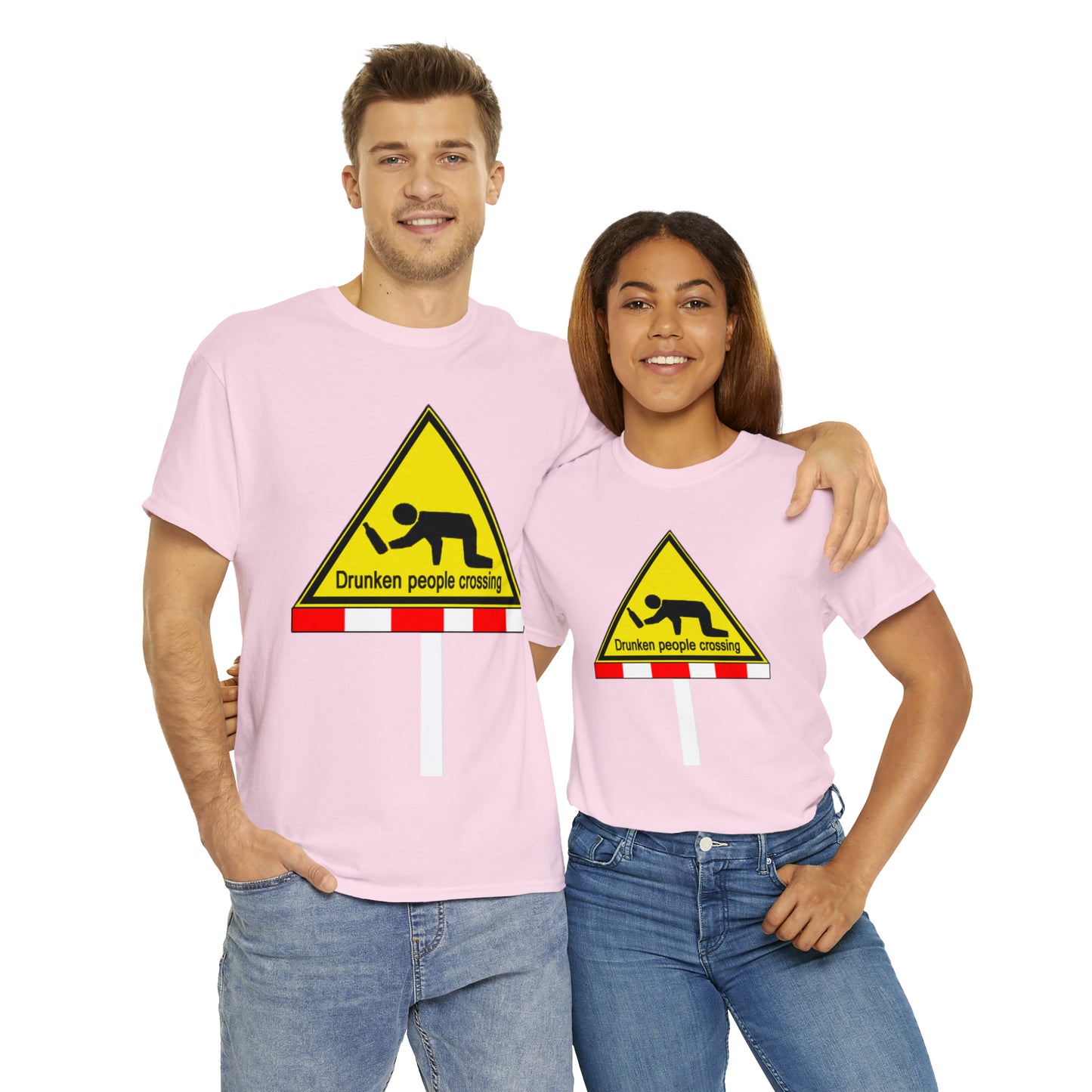 DRU**** PEOPLE CROSSING FUNNY SIGN T-SHIRT - Unisex Heavy Cotton Tee - AUS