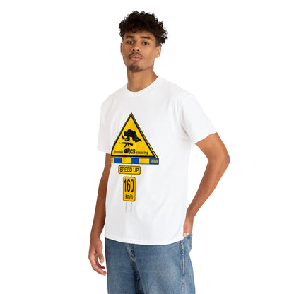 DRU**** ORCS CROSSING UKRAINE SUPPORTER T-SHIRT - Unisex Heavy Cotton Tee - AUS