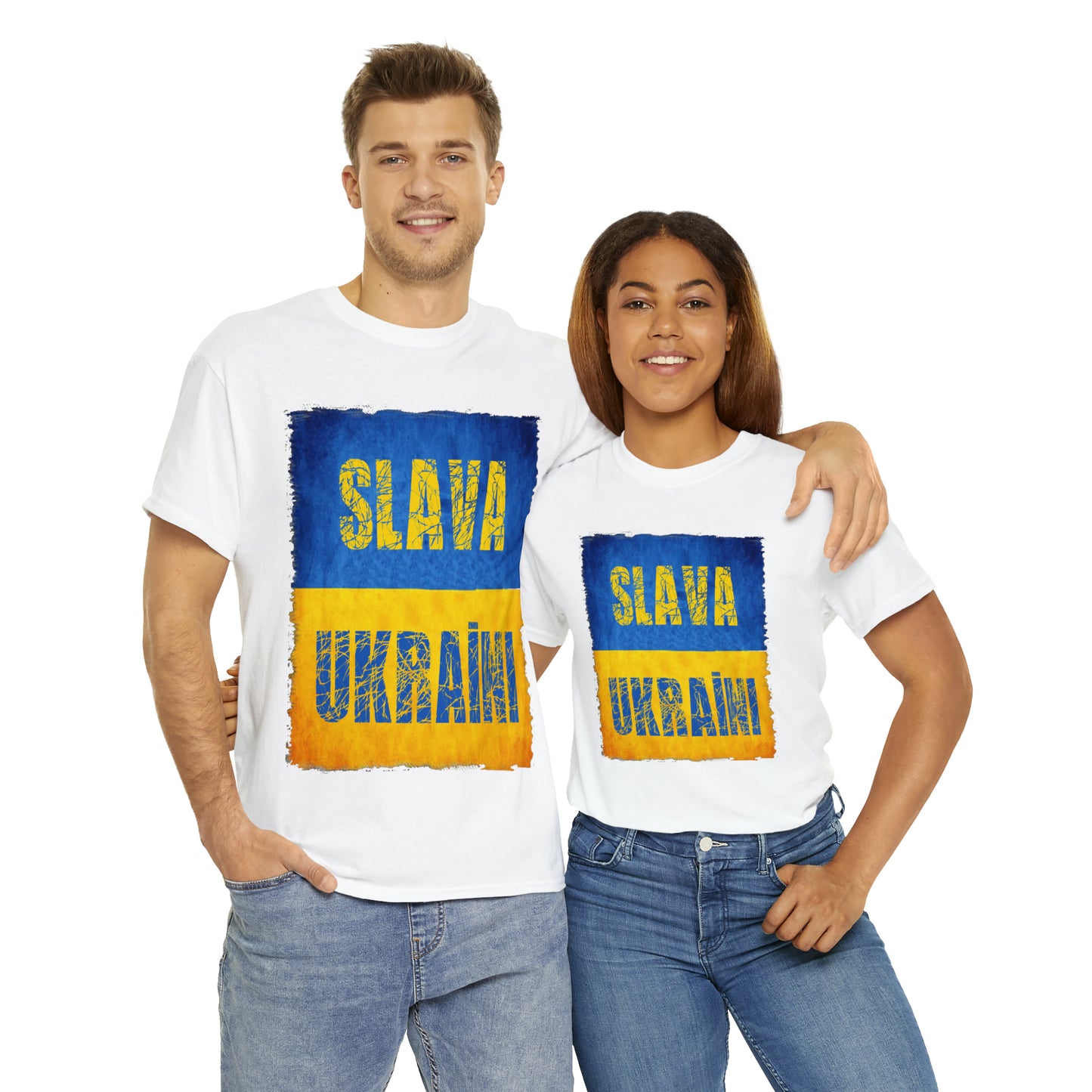 "SLAVA UKRAINI" FLAG - Unisex Heavy Cotton Tee