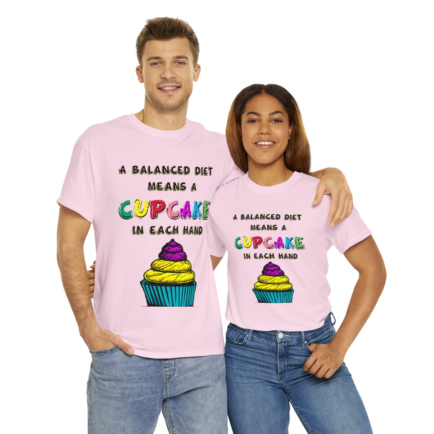 A Balanced Life is a CUPCAKE in Each Hand...  - Unisex Heavy Cotton Tee - AUS