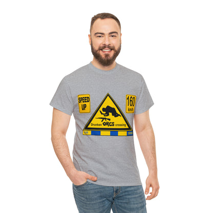 DRU**** ORCS CROSSING - 160 Km/h/SPEED UP - Unisex Heavy Cotton Tee - AUS