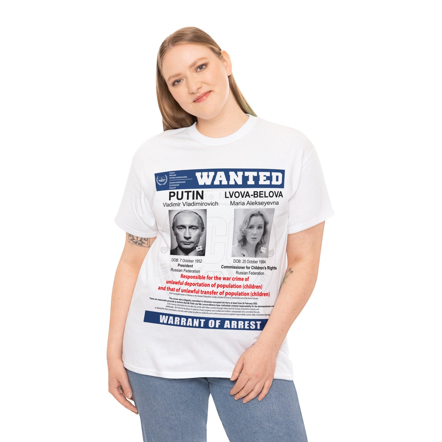 Justice for Ukraine's Children: Wanted War Criminals T-Shirt - Unisex T-Shirt