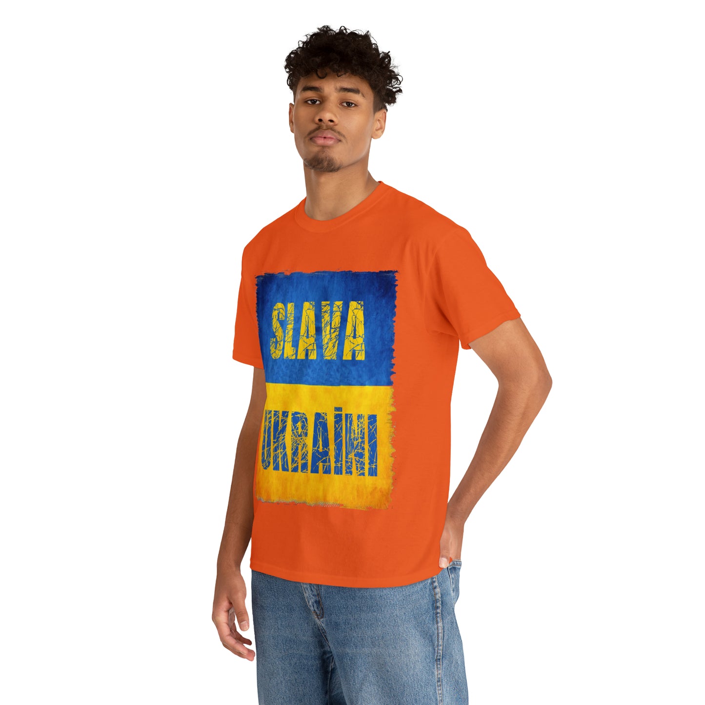 "SLAVA UKRAINI" FLAG - Unisex Heavy Cotton Tee