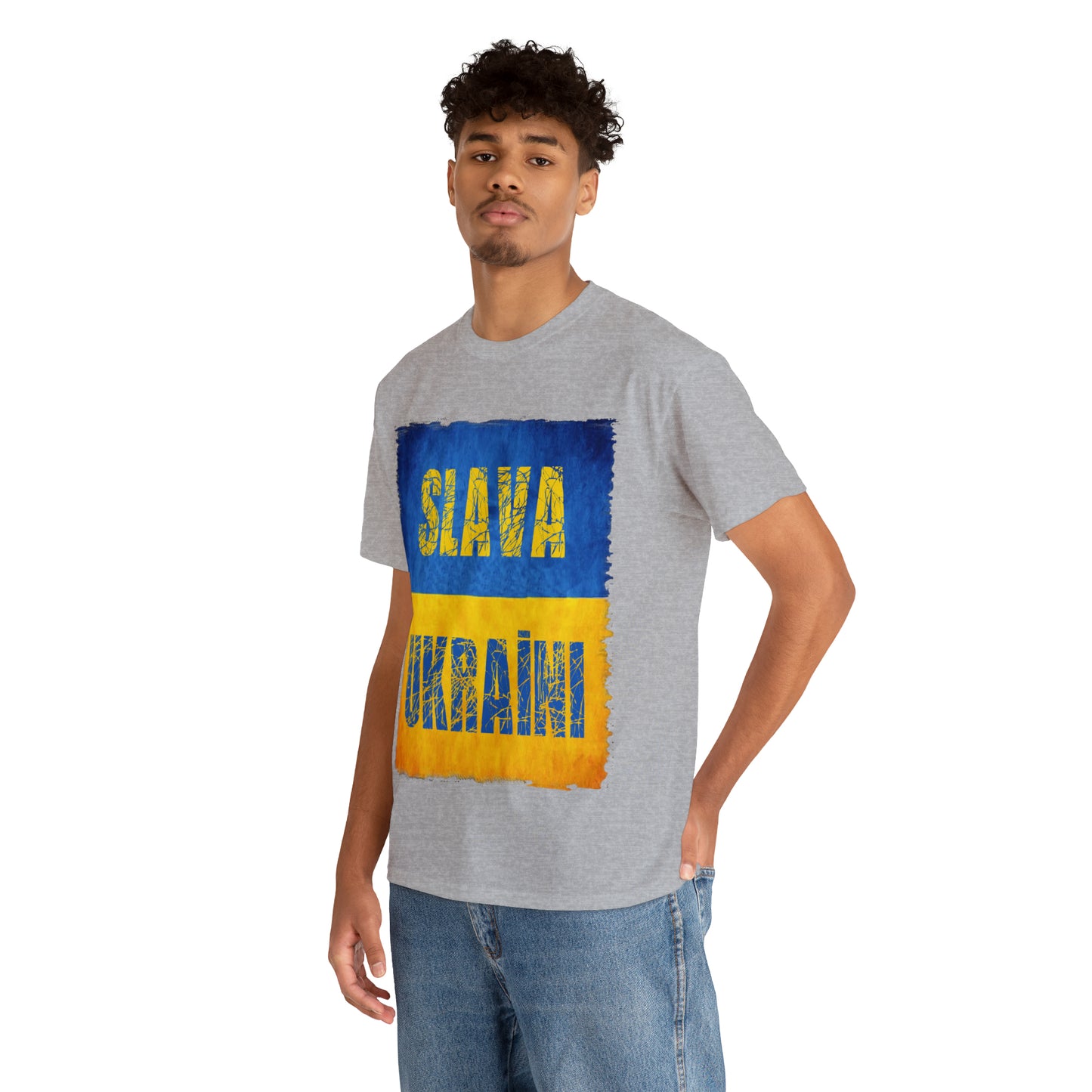 "SLAVA UKRAINI" FLAG - Unisex Heavy Cotton Tee