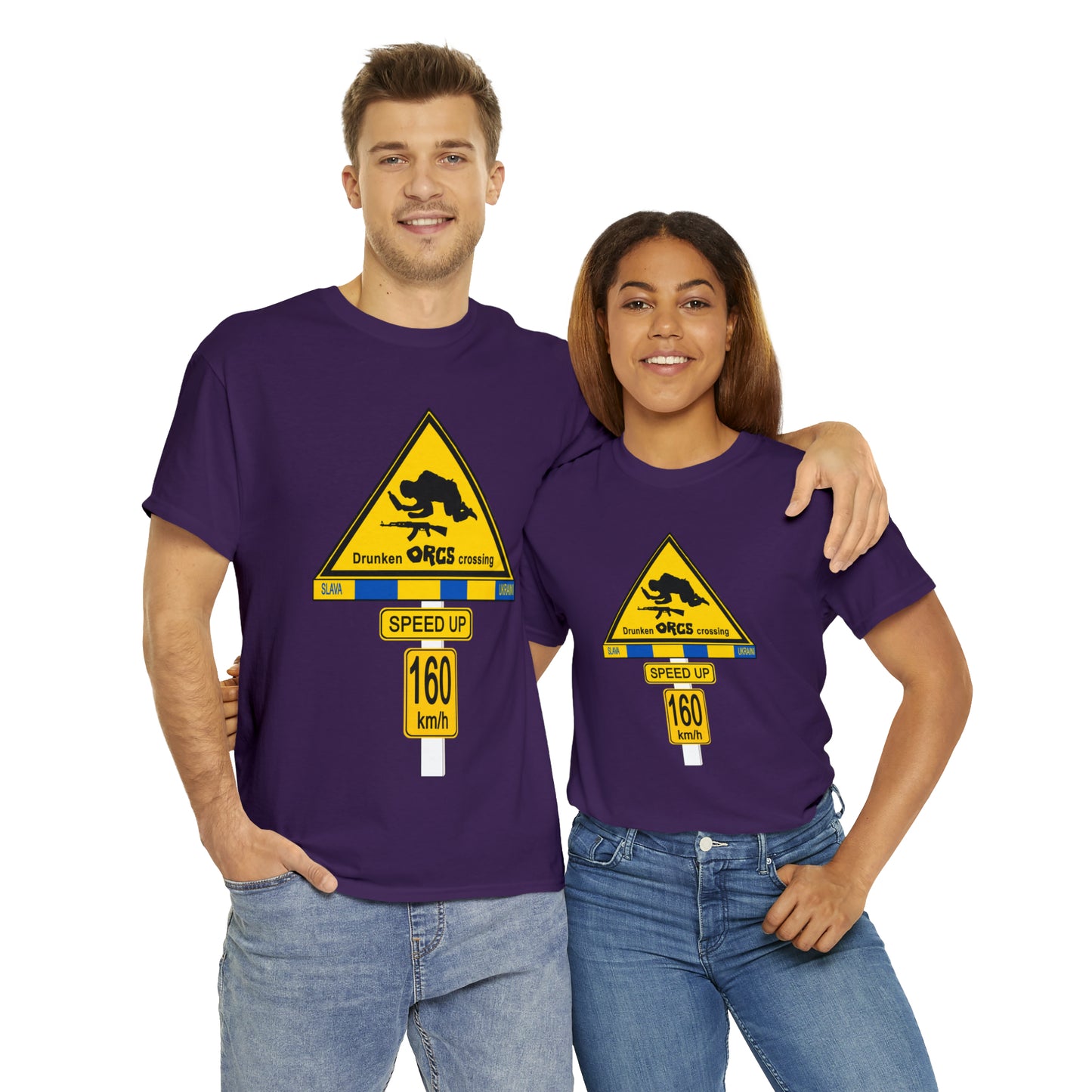 DRU**** ORCS CROSSING UKRAINE SUPPORTER T-SHIRT - Unisex Heavy Cotton Tee - AUS