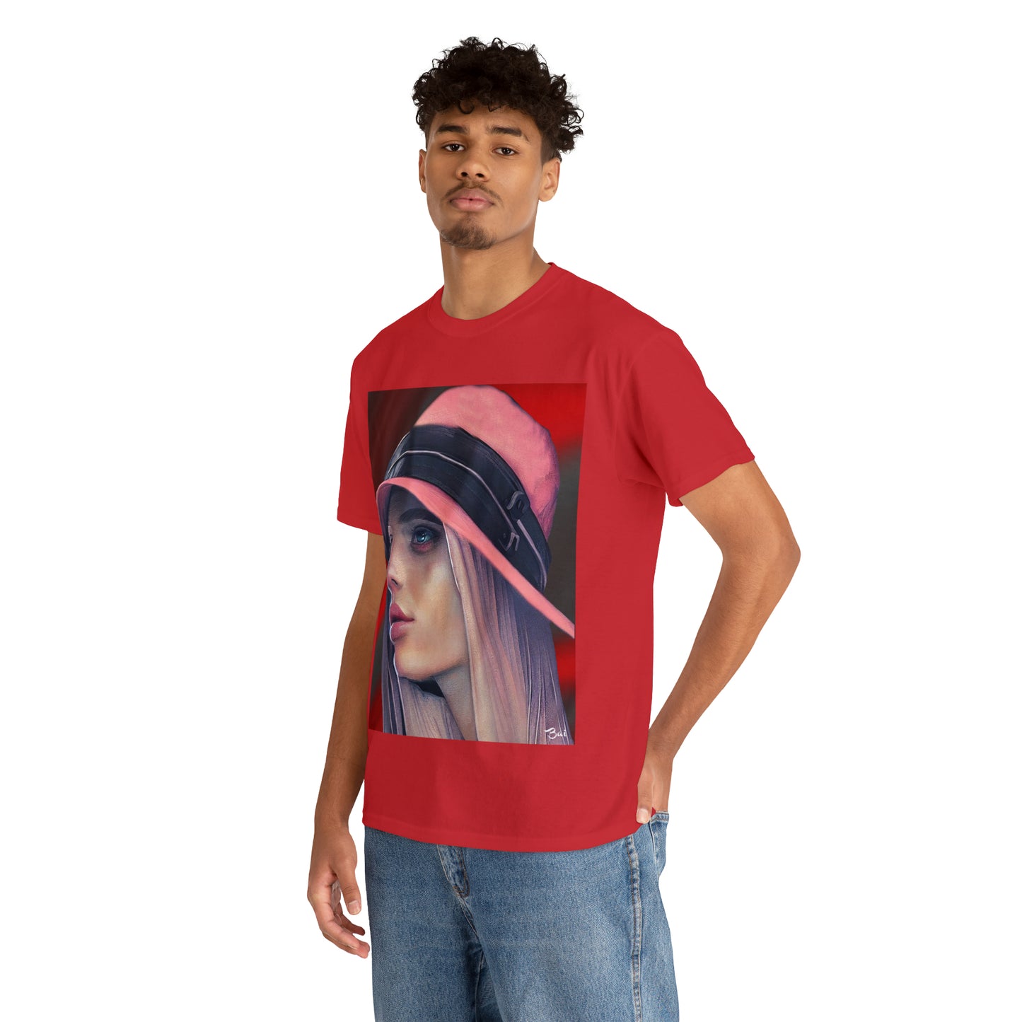 LADY IN PINK HAT - Airt on a Shirt  - Unisex Heavy Cotton Tee - AUS