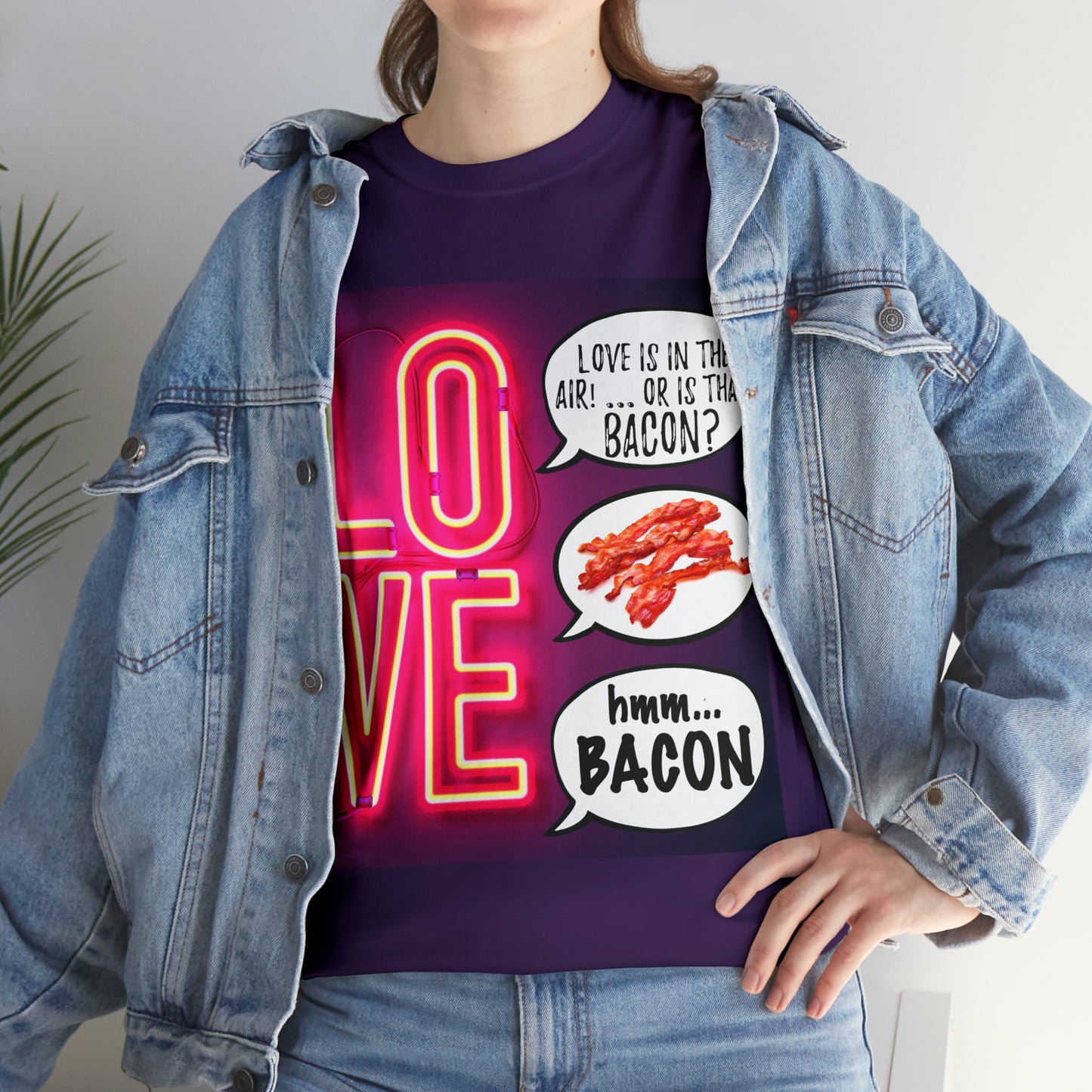 LOVE in in the AIR... or is that BACON? - Unisex Heavy Cotton Tee