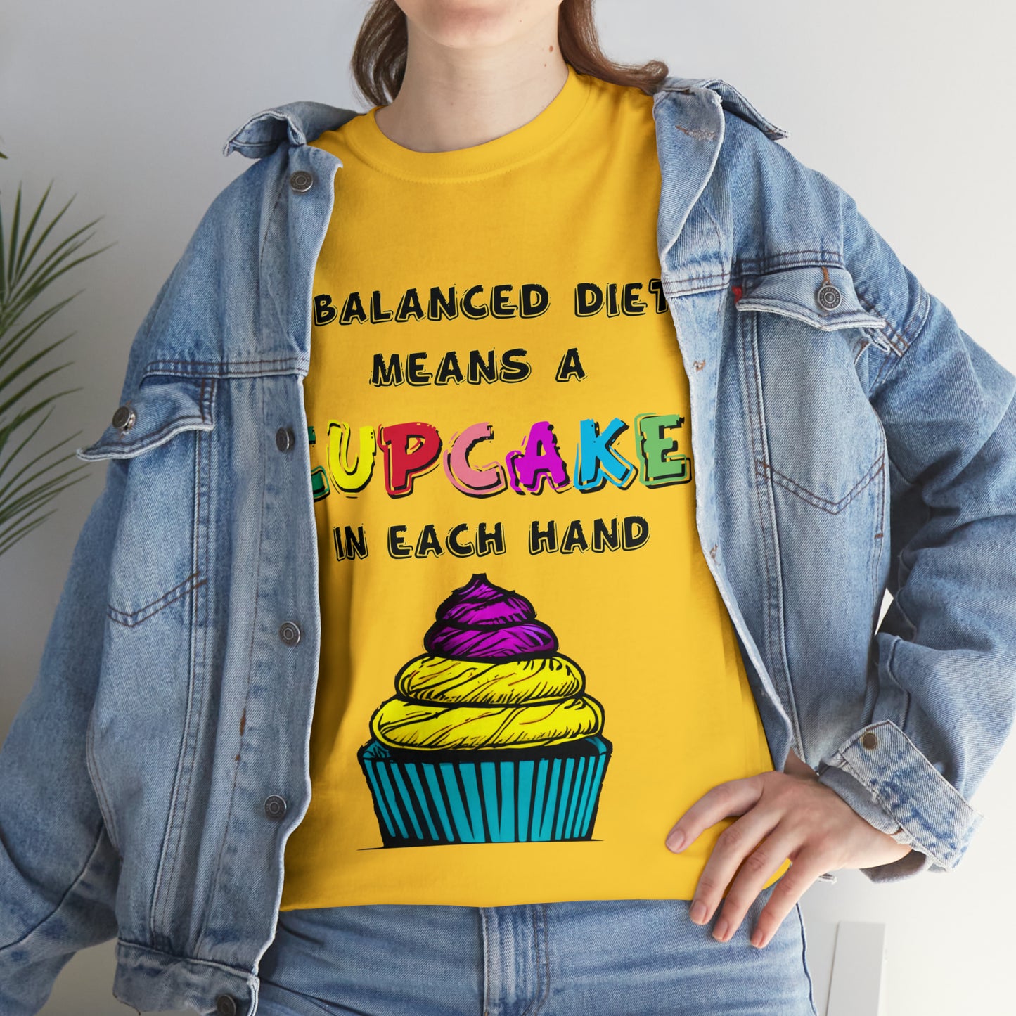 A Balanced Life is a CUPCAKE in Each Hand...  - Unisex Heavy Cotton Tee - AUS