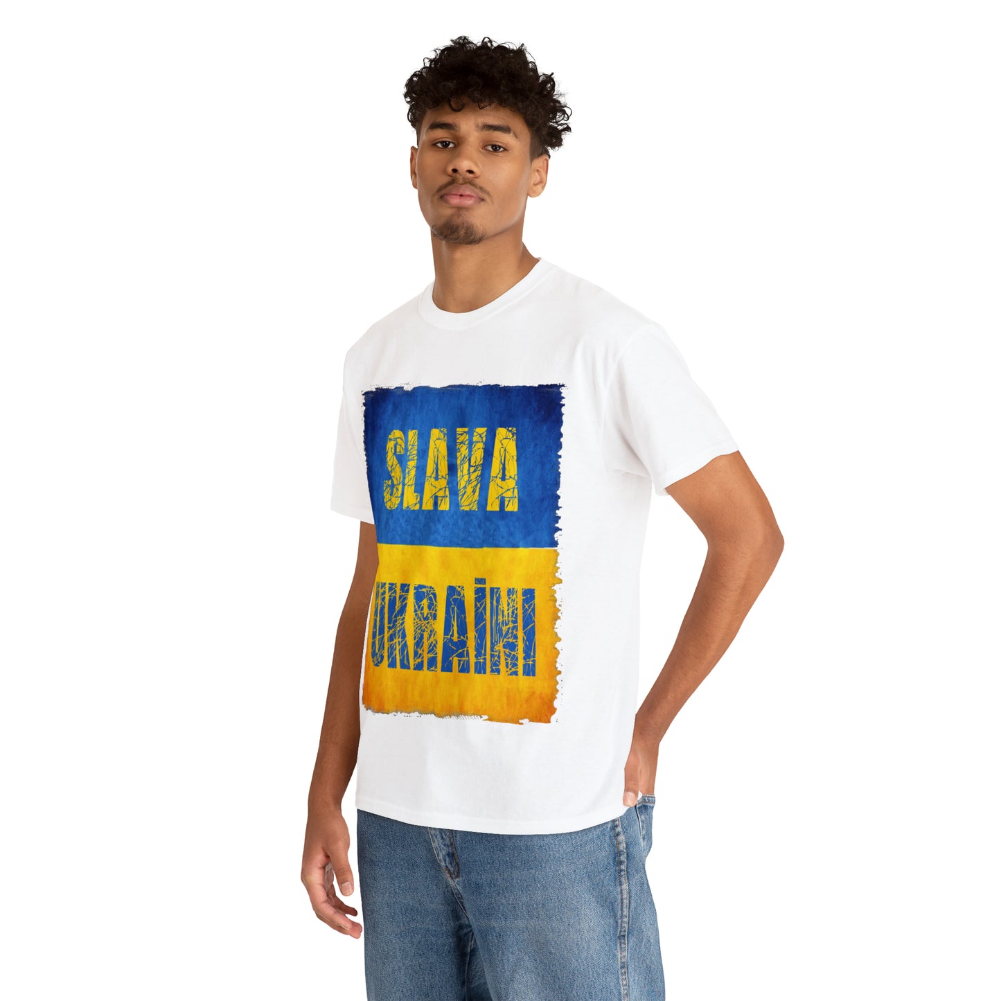 "SLAVA UKRAINI" FLAG - Unisex Heavy Cotton Tee