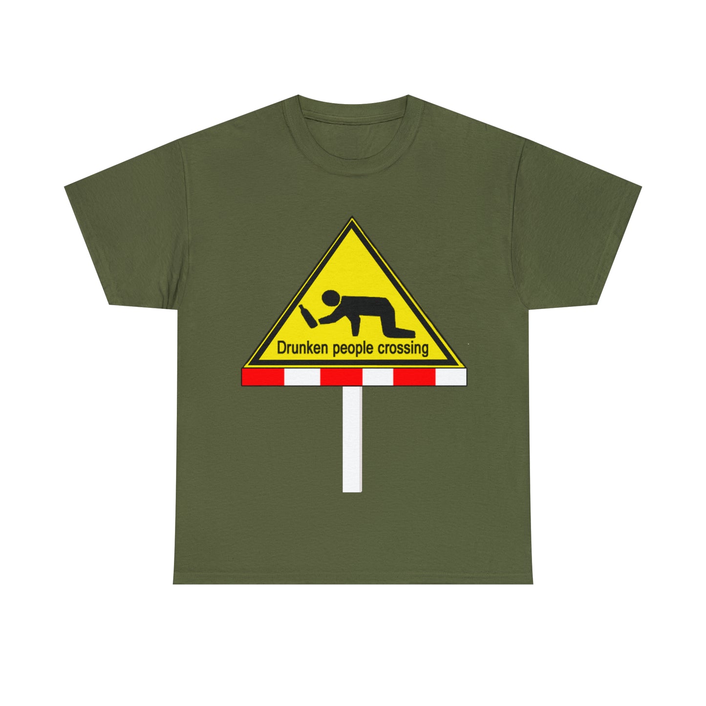 DRU**** PEOPLE CROSSING FUNNY SIGN T-SHIRT - Unisex Heavy Cotton Tee - AUS
