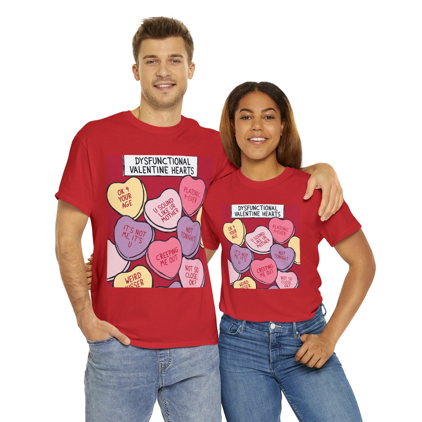 Dysfunctional Valentine's Hearts - Unisex Heavy Cotton Tee