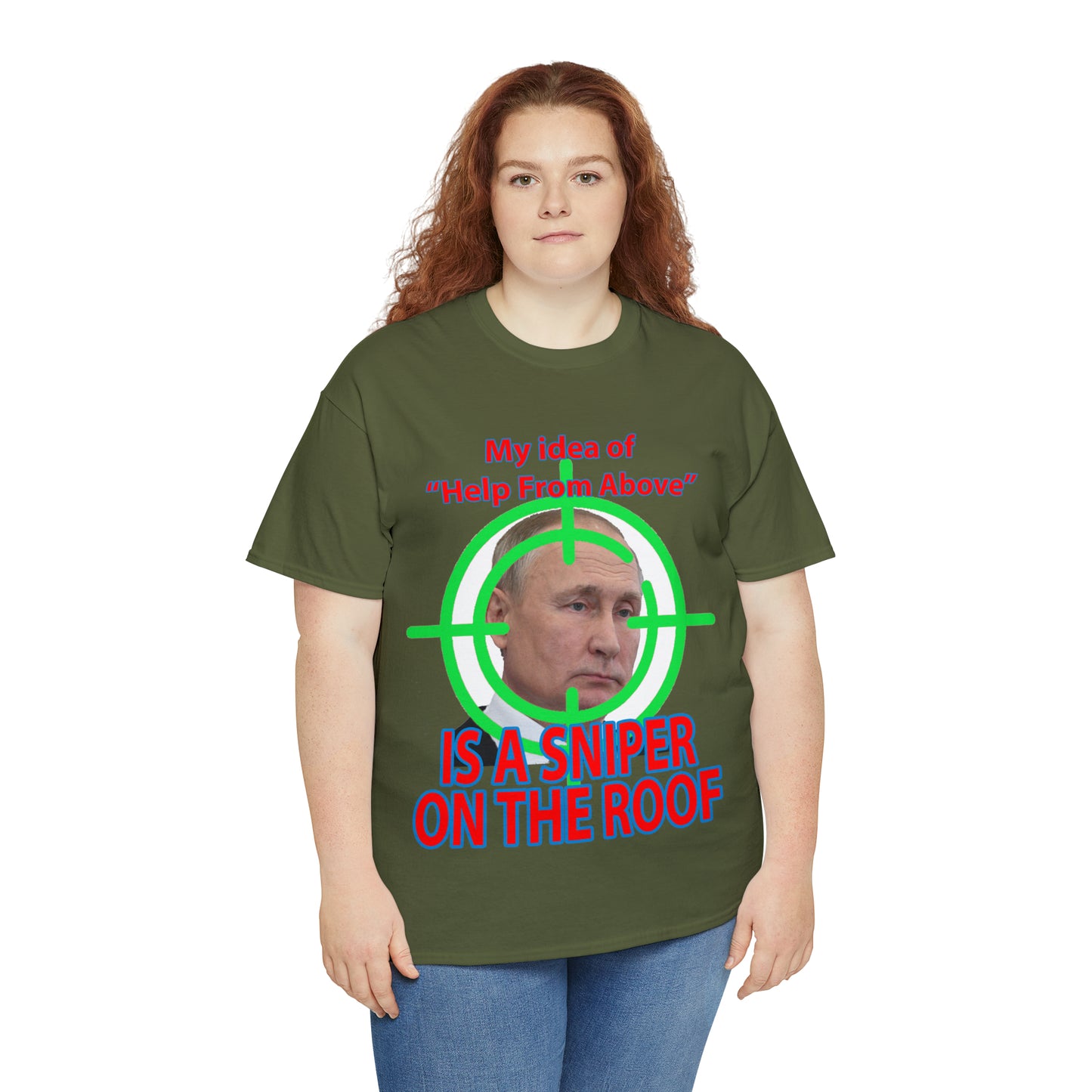 Help from Above SNIPER ON THE ROOF - Funny Unisex Heavy Cotton Tee - AUS