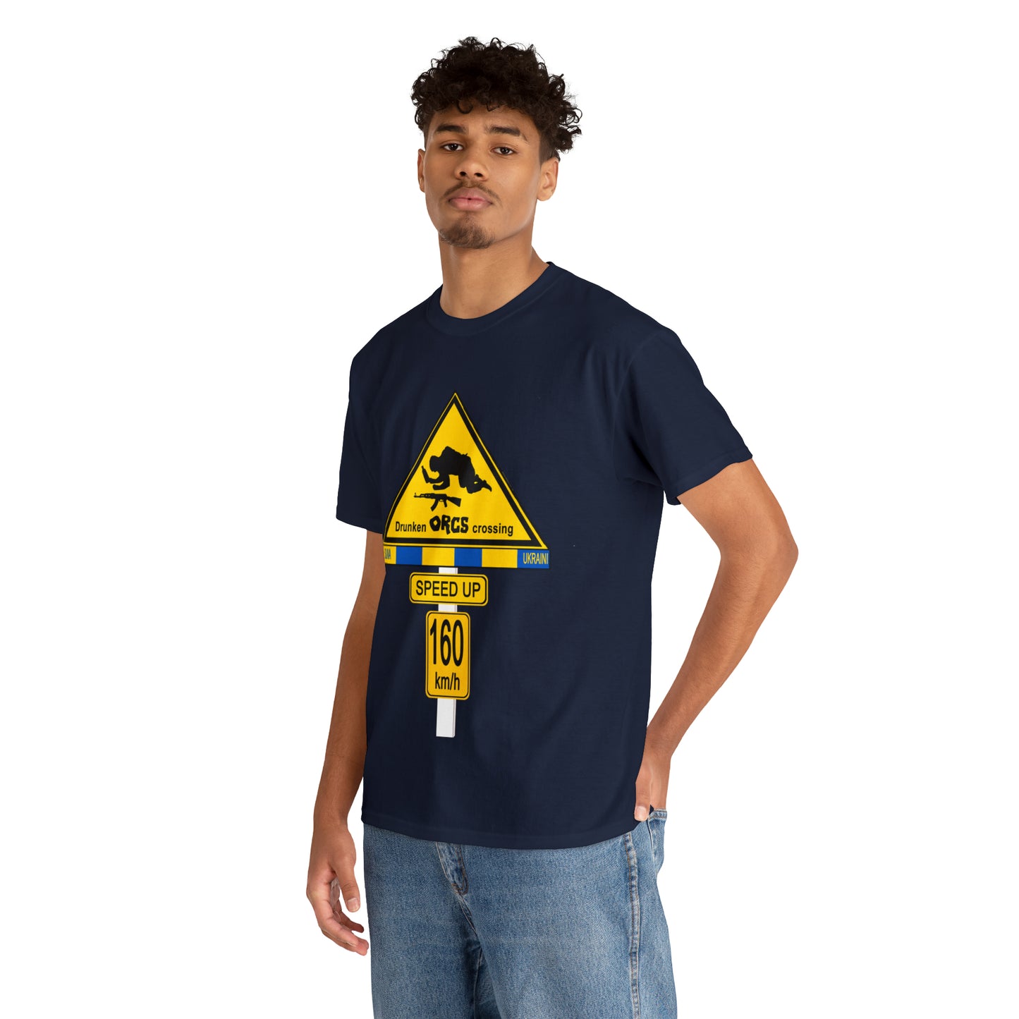 DRU**** ORCS CROSSING UKRAINE SUPPORTER T-SHIRT - Unisex Heavy Cotton Tee - AUS