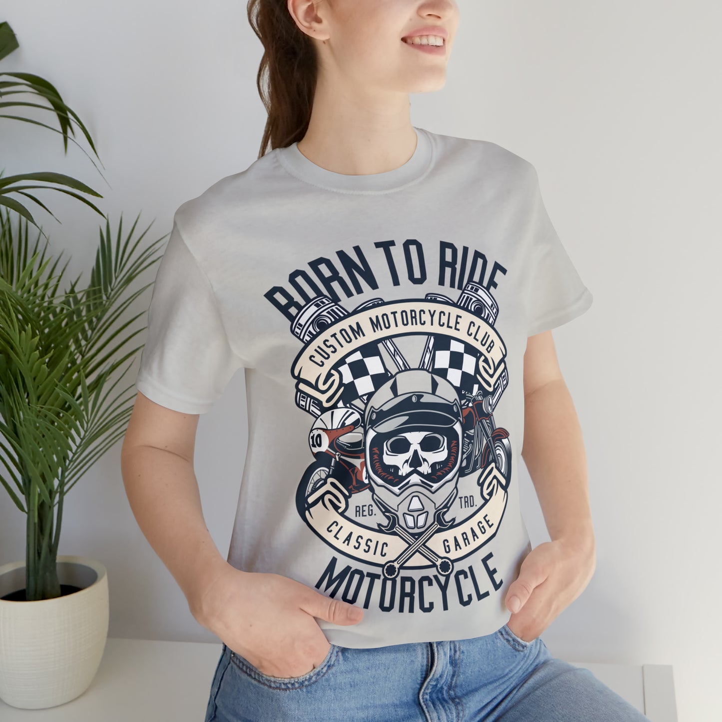 BORN TO RIDE Classic Garage - Unisex Jersey Short Sleeve Tee