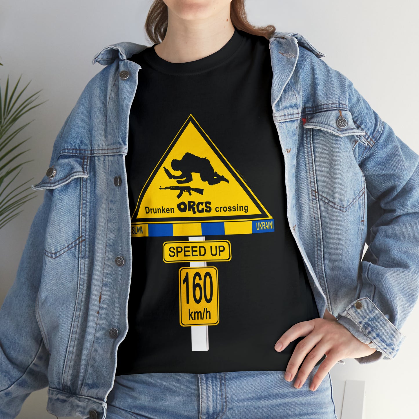DRU**** ORCS CROSSING UKRAINE SUPPORTER T-SHIRT - Unisex Heavy Cotton Tee - AUS