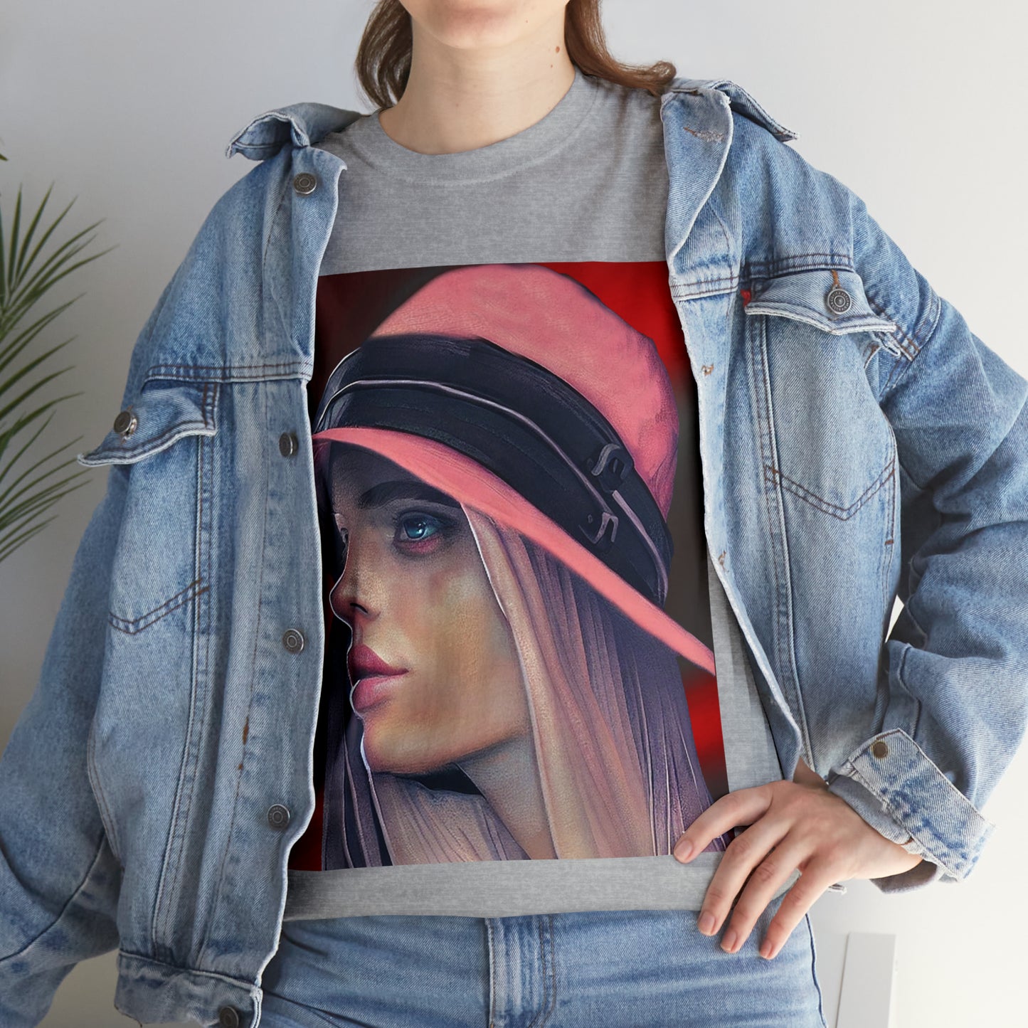 LADY IN PINK HAT - Airt on a Shirt  - Unisex Heavy Cotton Tee - AUS