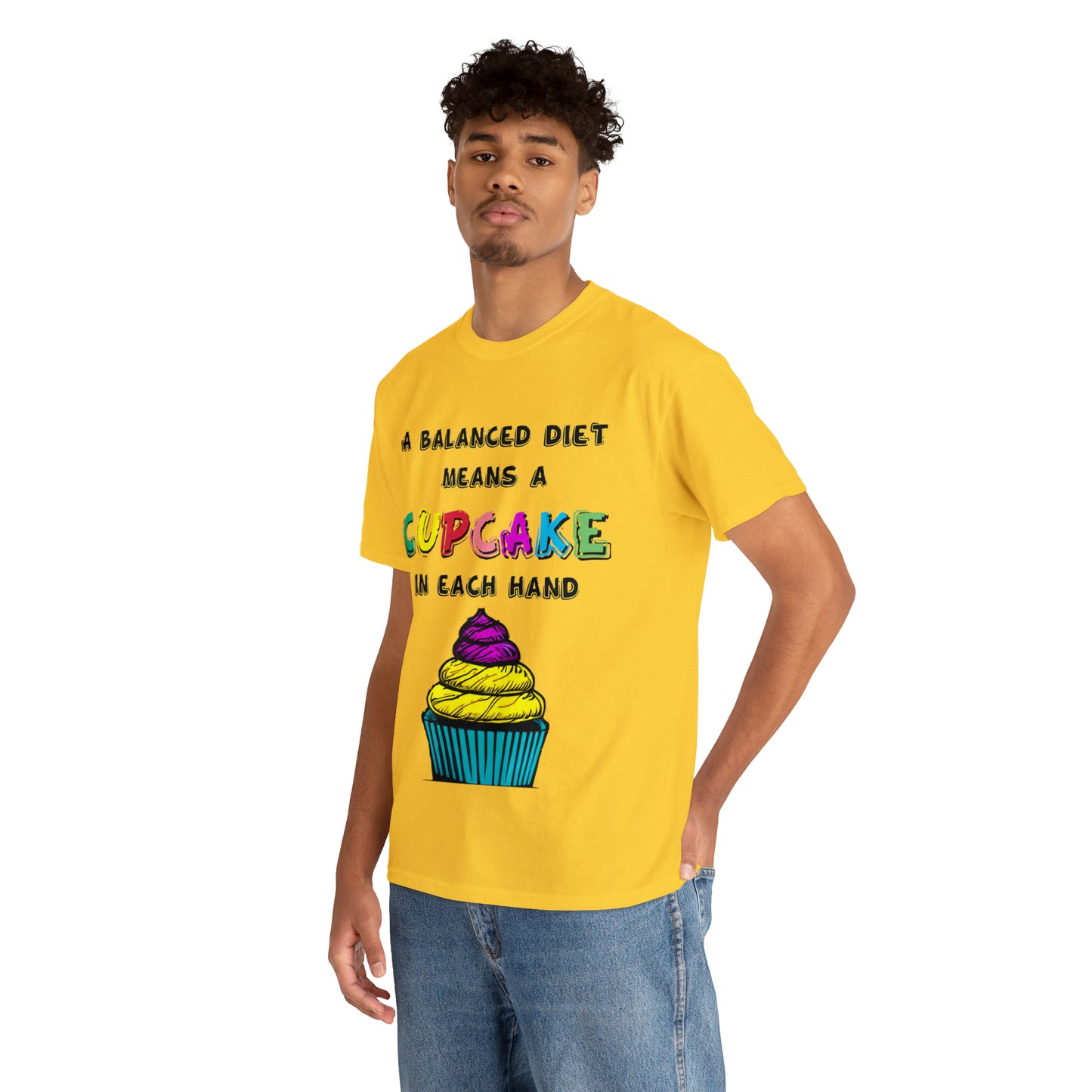 A Balanced Life is a CUPCAKE in Each Hand...  - Unisex Heavy Cotton Tee - AUS