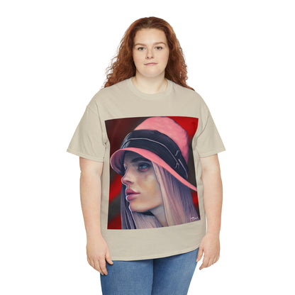 LADY IN PINK HAT - Airt on a Shirt  - Unisex Heavy Cotton Tee - AUS