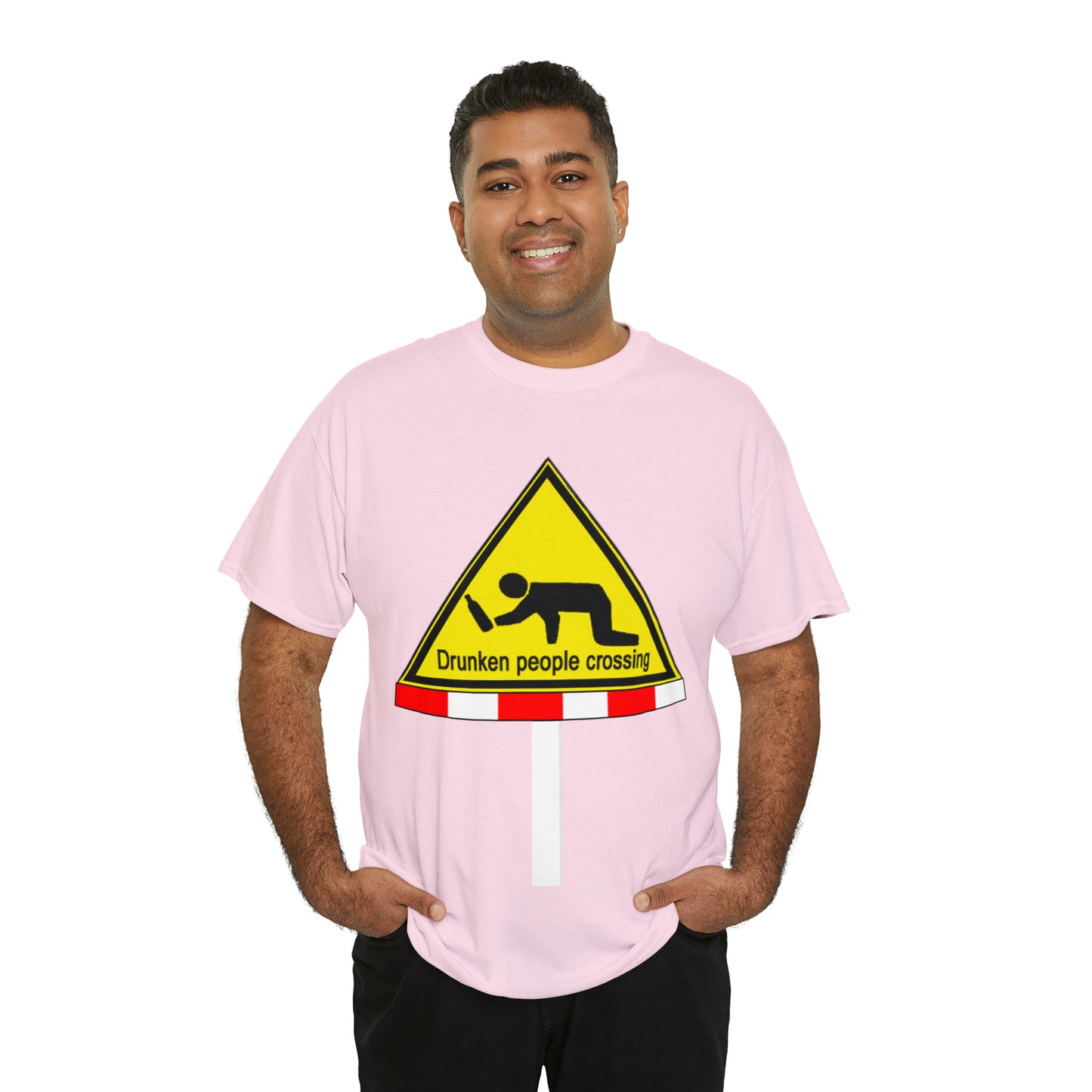 DRU**** PEOPLE CROSSING FUNNY SIGN T-SHIRT - Unisex Heavy Cotton Tee - AUS
