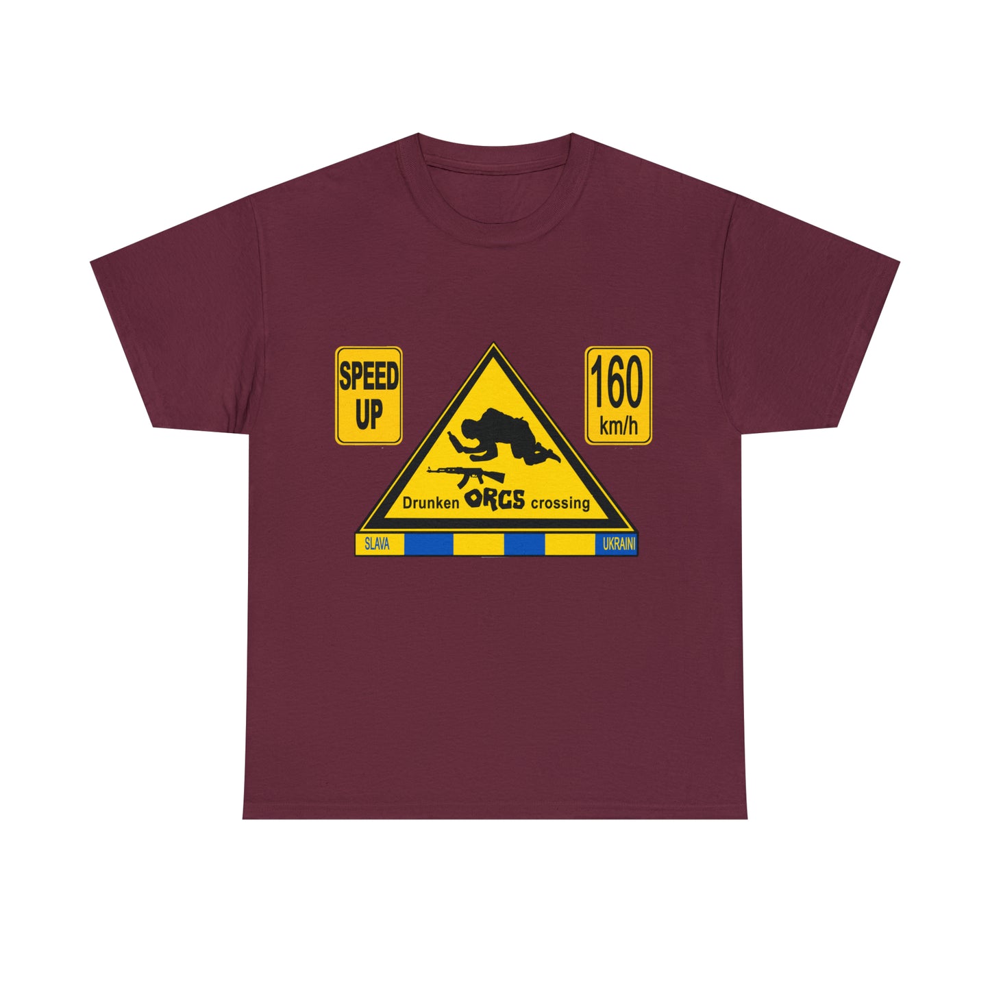 DRU**** ORCS CROSSING - 160 Km/h/SPEED UP - Unisex Heavy Cotton Tee - AUS