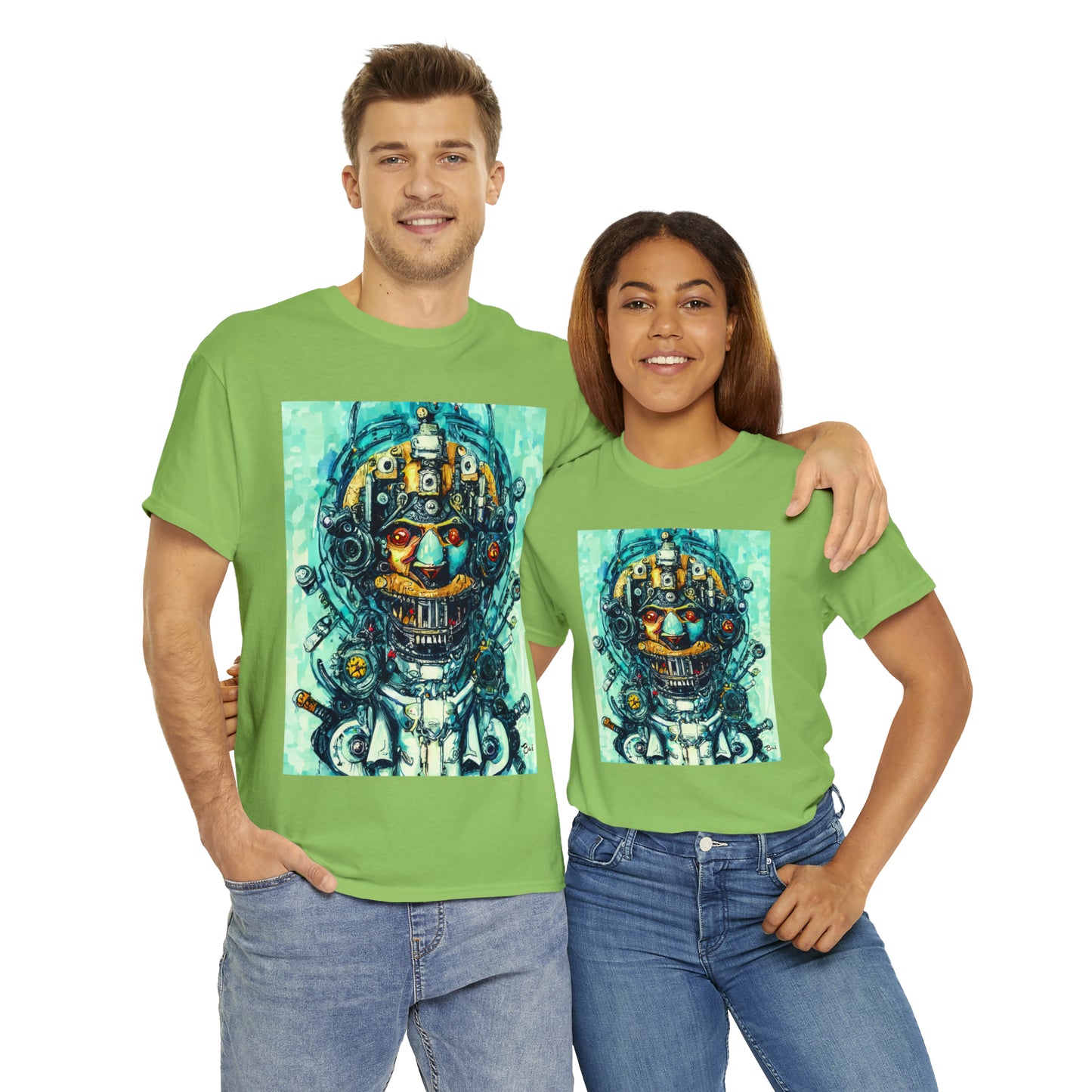 CYBERPUNK STEAMPUNK AUTON - Airt on a Shirt  - Unisex Heavy Cotton Tee - AUS