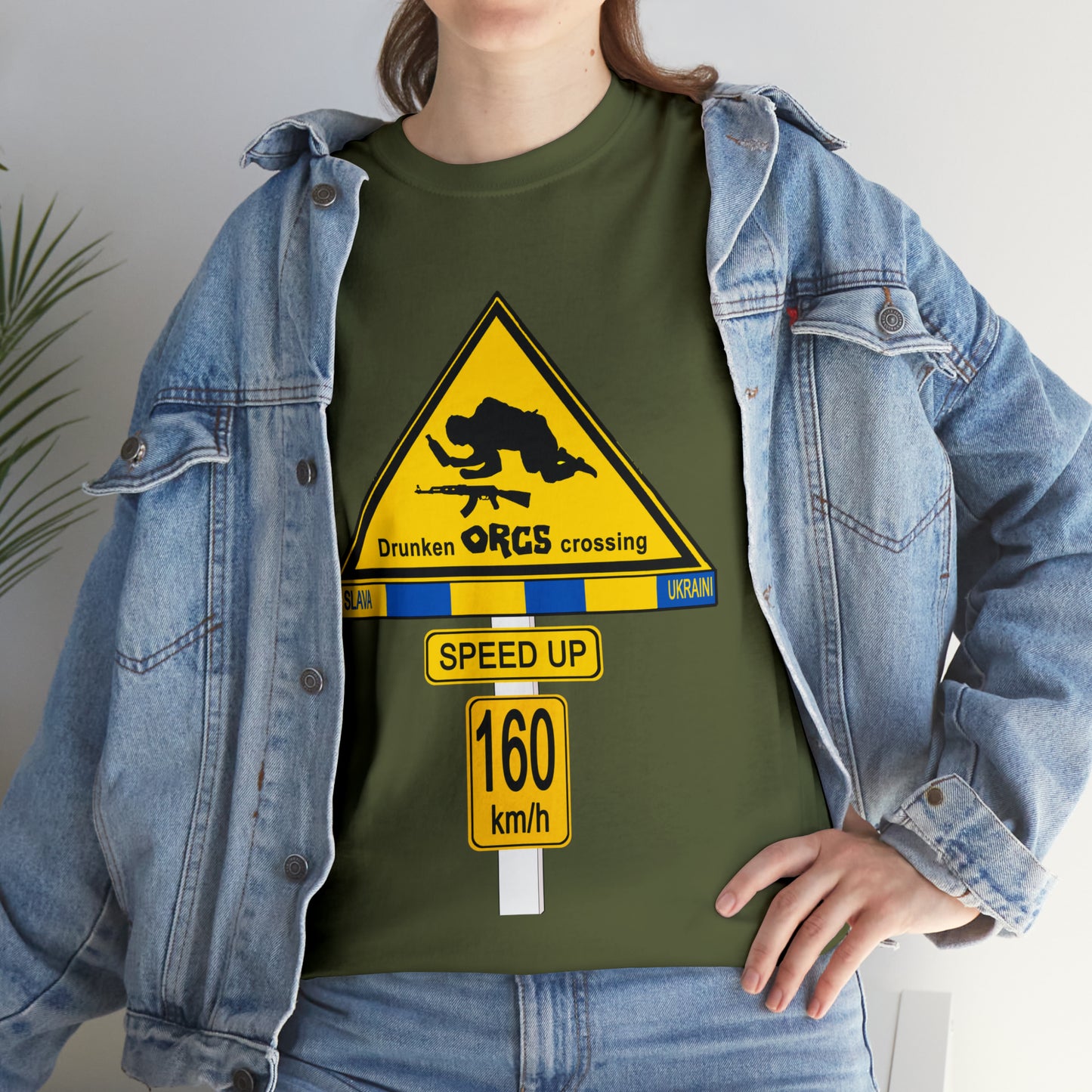 DRU**** ORCS CROSSING UKRAINE SUPPORTER T-SHIRT - Unisex Heavy Cotton Tee - AUS