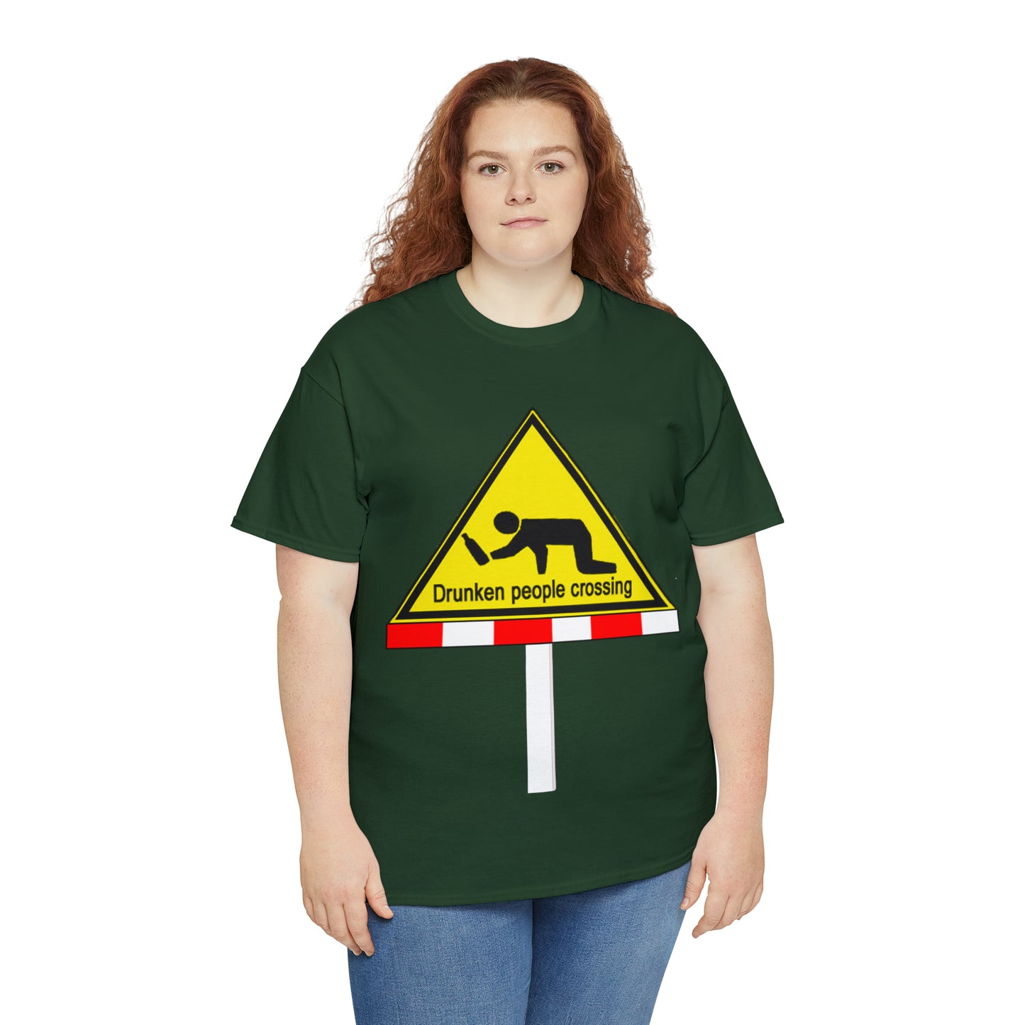 DRU**** PEOPLE CROSSING FUNNY SIGN T-SHIRT - Unisex Heavy Cotton Tee - AUS