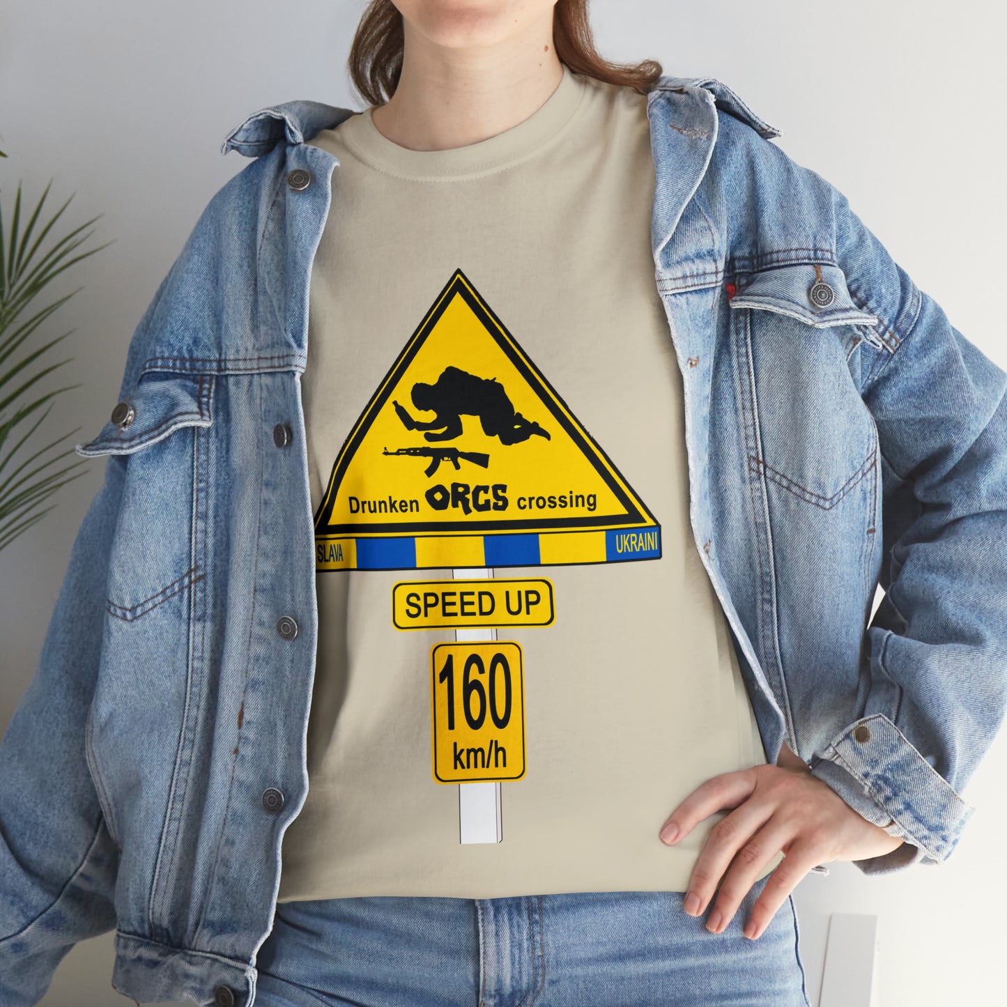 DRU**** ORCS CROSSING UKRAINE SUPPORTER T-SHIRT - Unisex Heavy Cotton Tee - AUS