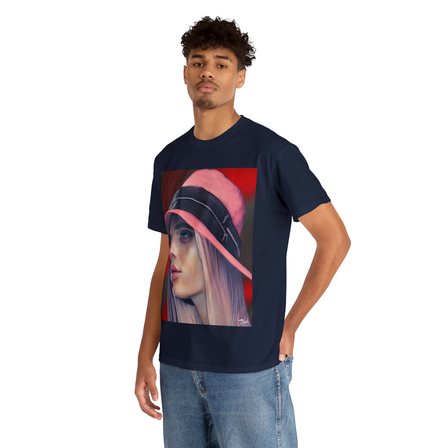 LADY IN PINK HAT - Airt on a Shirt  - Unisex Heavy Cotton Tee - AUS