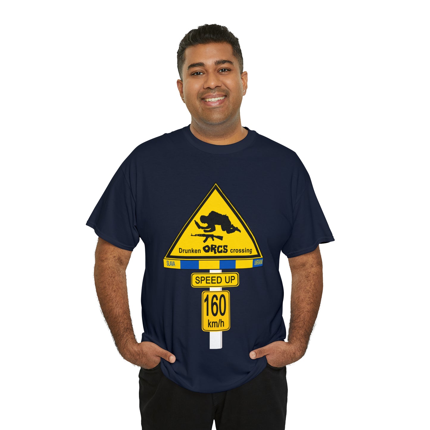 DRU**** ORCS CROSSING UKRAINE SUPPORTER T-SHIRT - Unisex Heavy Cotton Tee - AUS