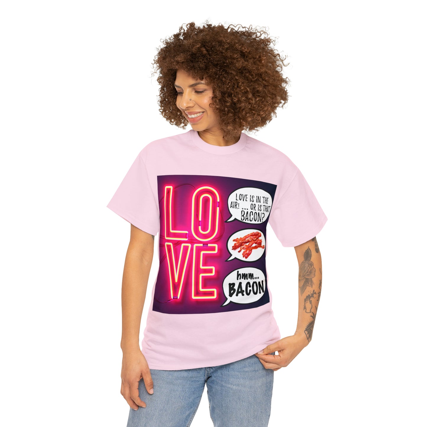 LOVE in in the AIR... or is that BACON? - Unisex Heavy Cotton Tee