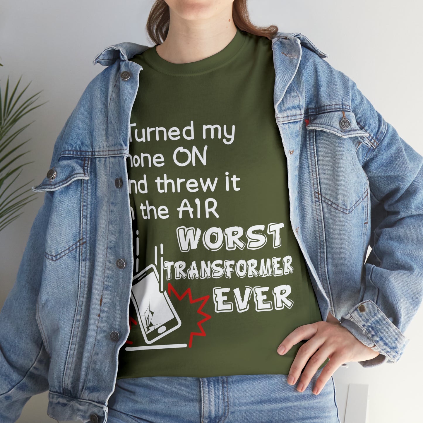 "I threw my phone up in the air, WORST transformer ever"! - Unisex Heavy Cotton Tee - AUS