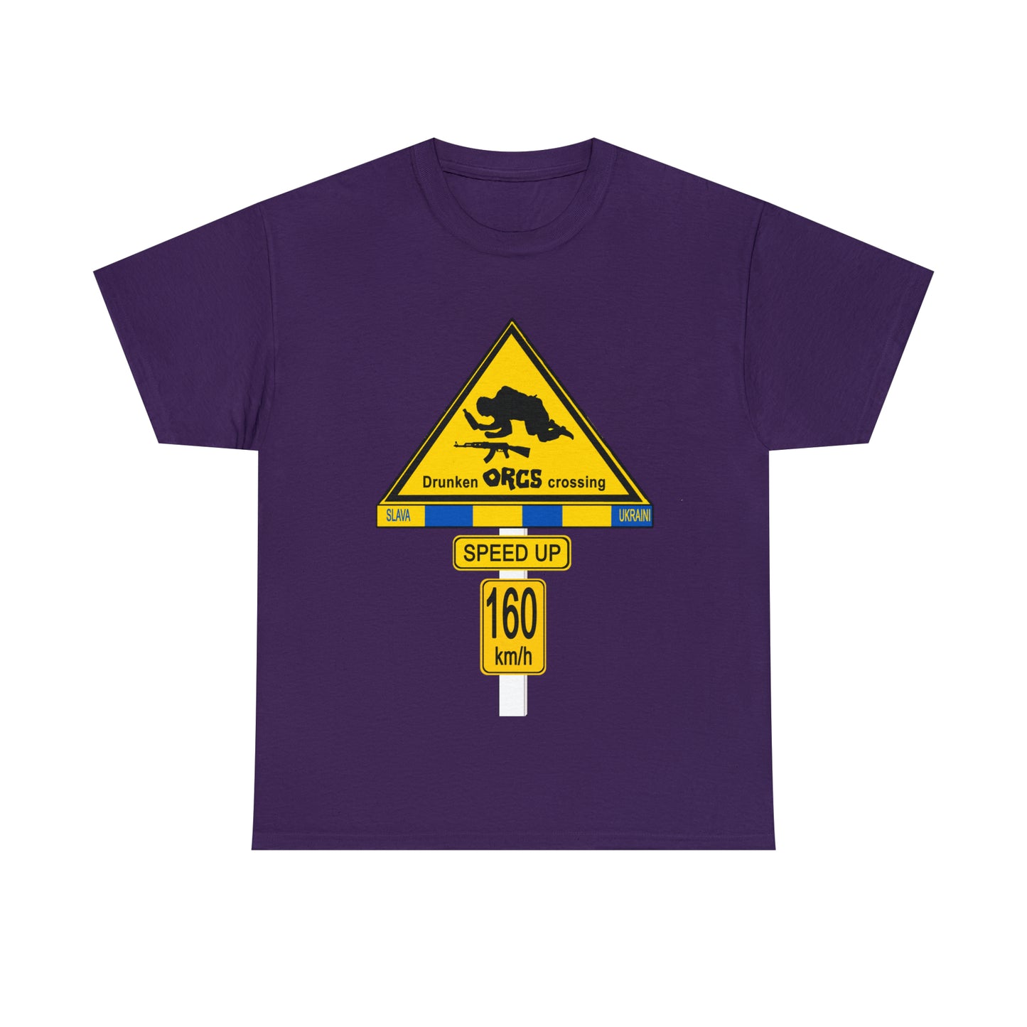 DRU**** ORCS CROSSING UKRAINE SUPPORTER T-SHIRT - Unisex Heavy Cotton Tee - AUS