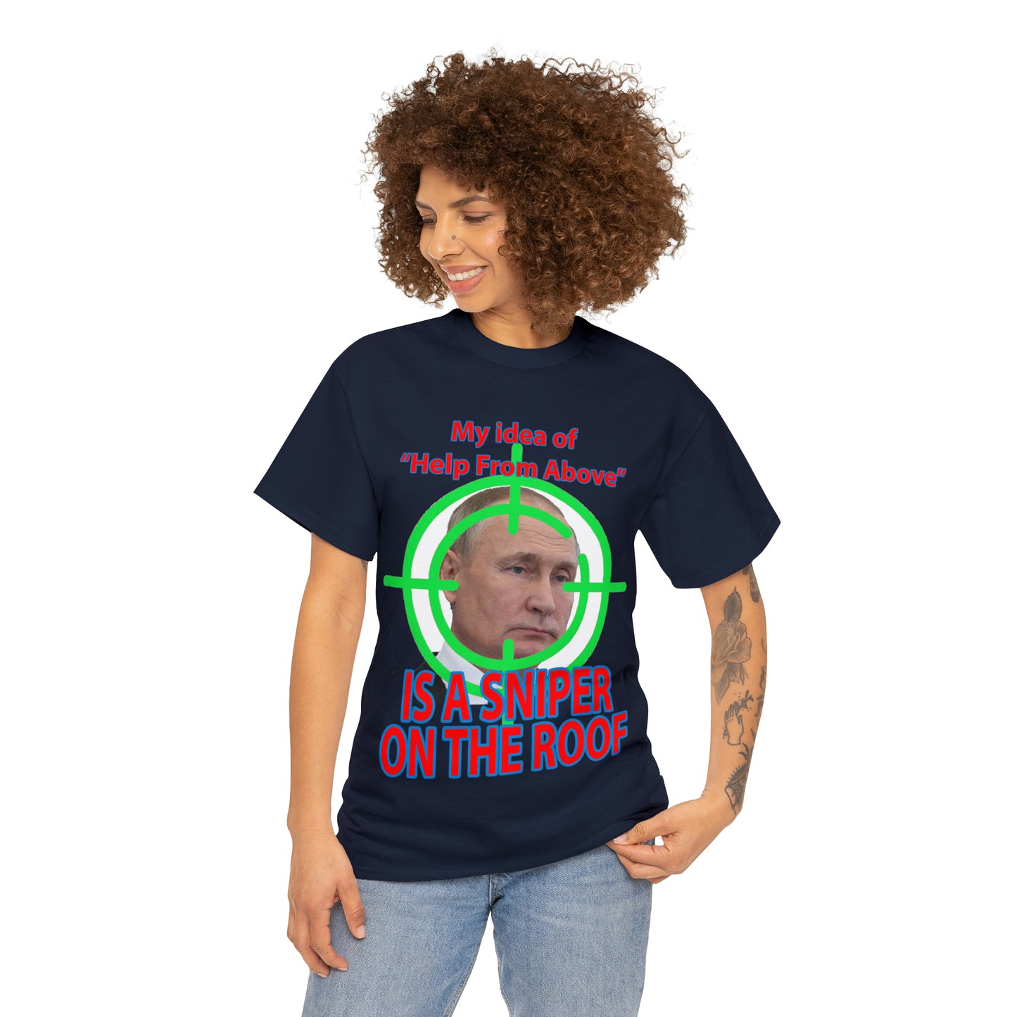 Help from Above SNIPER ON THE ROOF - Funny Unisex Heavy Cotton Tee - AUS