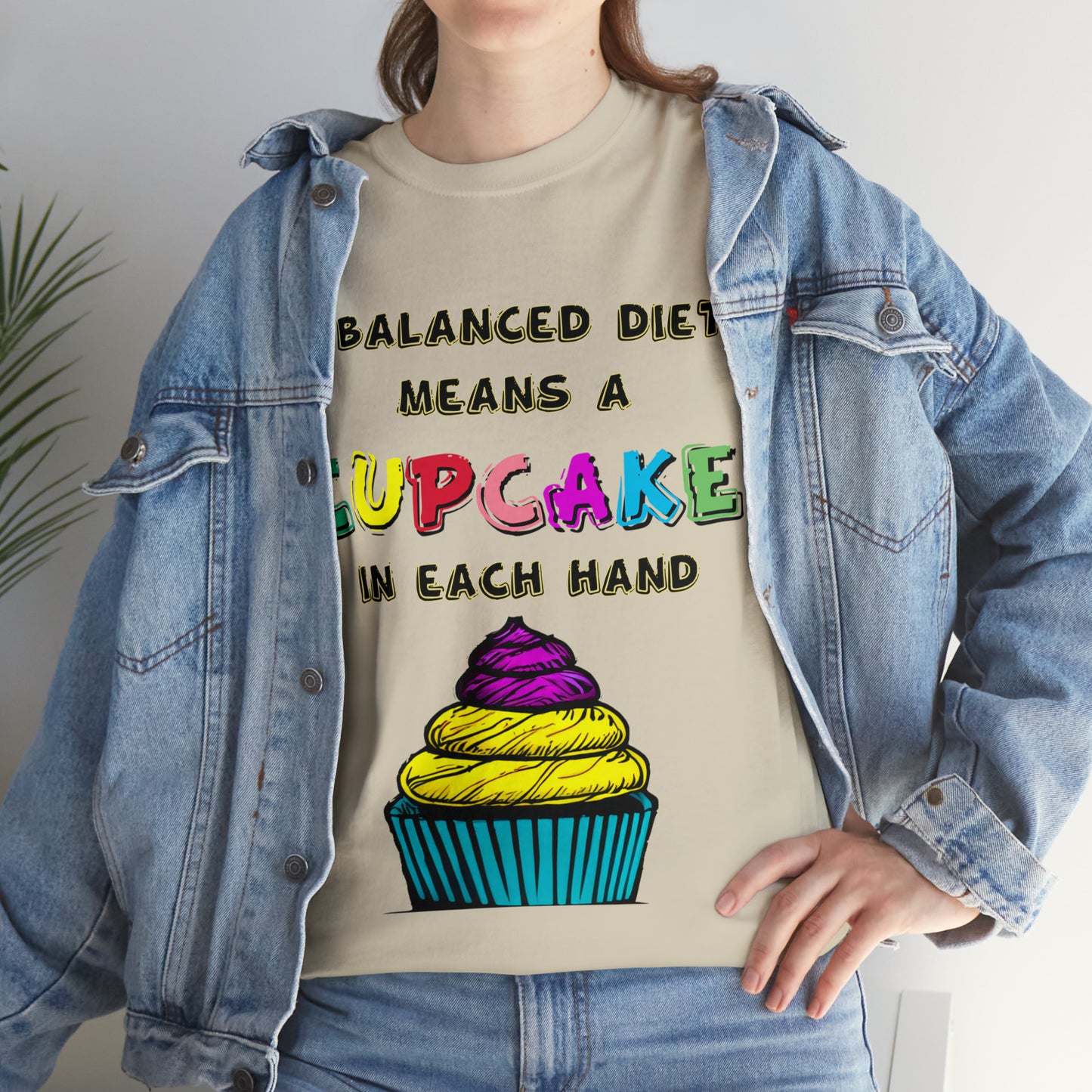 A Balanced Life is a CUPCAKE in Each Hand...  - Unisex Heavy Cotton Tee - AUS