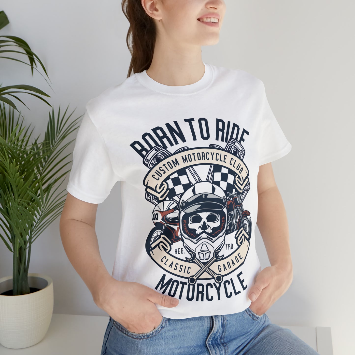 BORN TO RIDE Classic Garage - Unisex Jersey Short Sleeve Tee