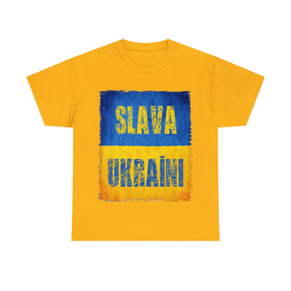 "SLAVA UKRAINI" FLAG - Unisex Heavy Cotton Tee