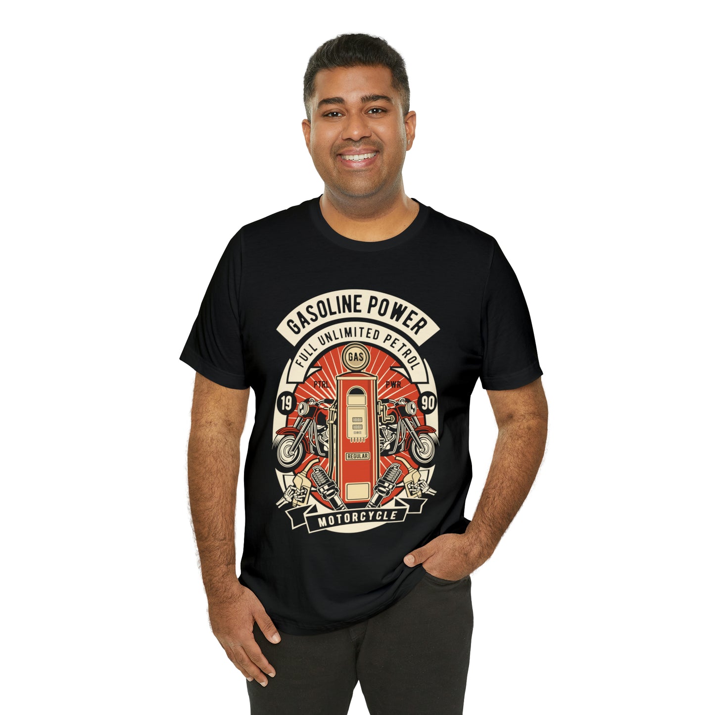 GASOLINE POWER Motorcycle - Unisex Jersey Short Sleeve Tee