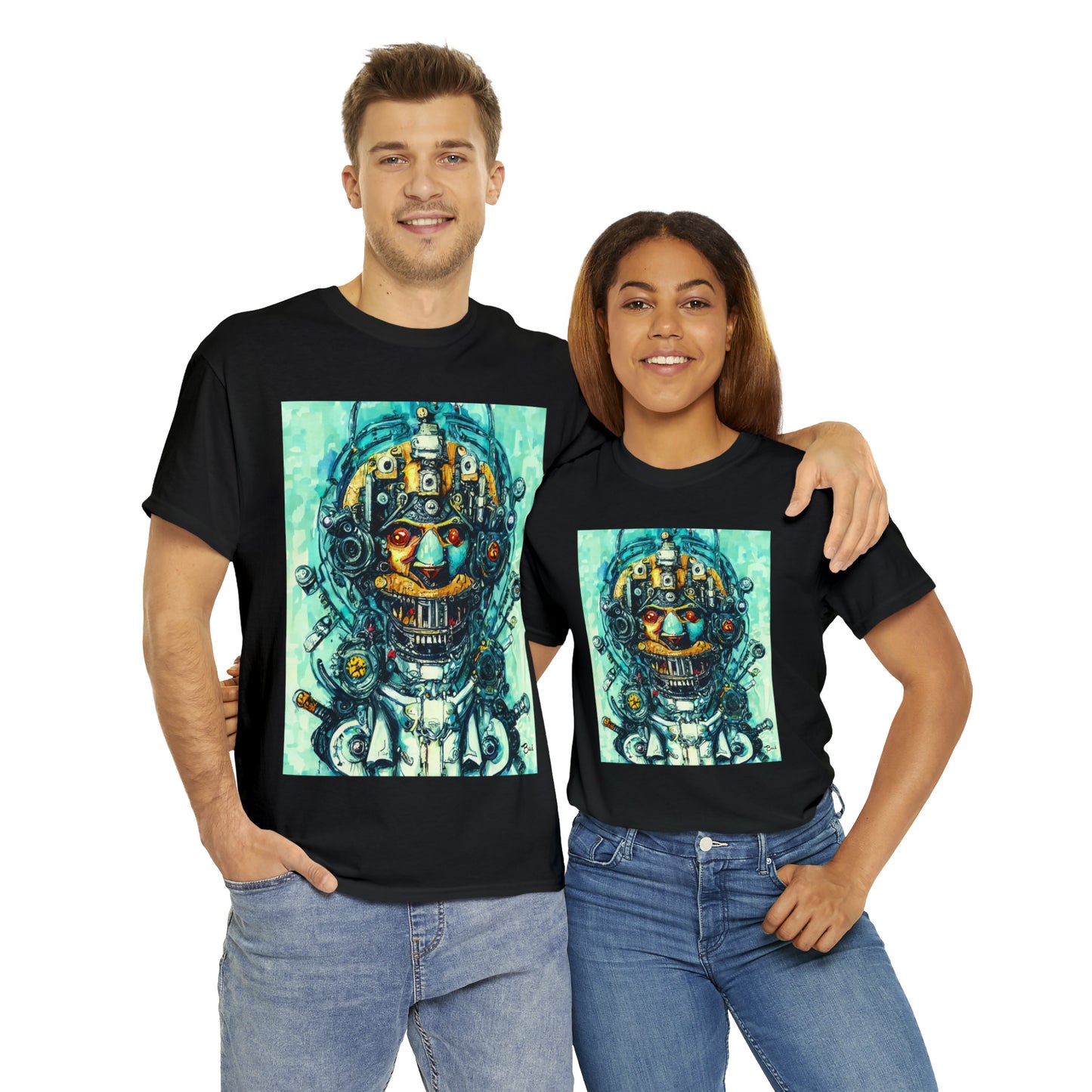 CYBERPUNK STEAMPUNK AUTON - Airt on a Shirt  - Unisex Heavy Cotton Tee - AUS