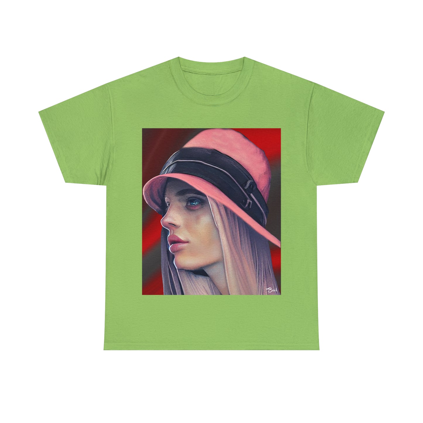 LADY IN PINK HAT - Airt on a Shirt  - Unisex Heavy Cotton Tee - AUS