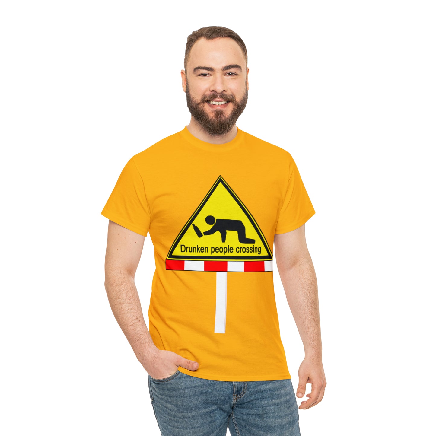 DRU**** PEOPLE CROSSING FUNNY SIGN T-SHIRT - Unisex Heavy Cotton Tee - AUS