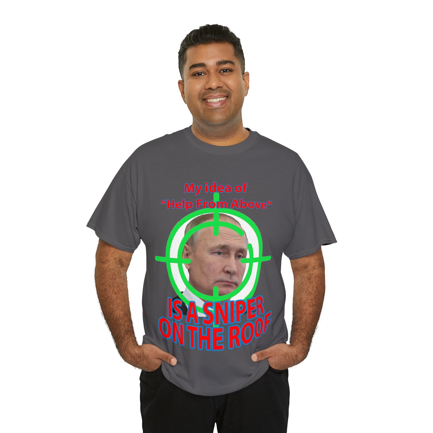 Help from Above SNIPER ON THE ROOF - Funny Unisex Heavy Cotton Tee - AUS