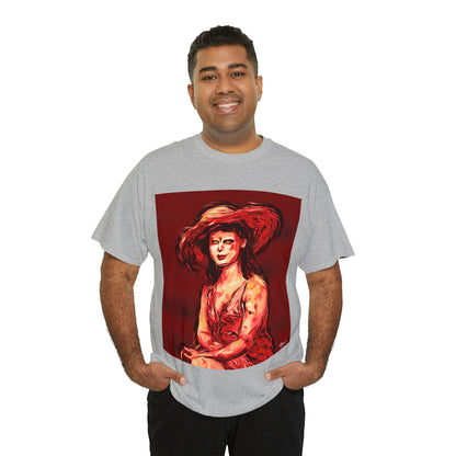 LADY IN SUN HAT (Red) - Airt on a Shirt  - Unisex Heavy Cotton Tee - AUS