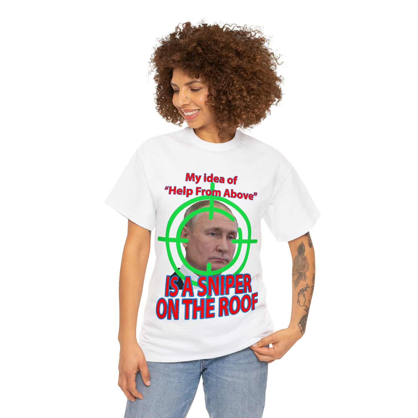 Help from Above SNIPER ON THE ROOF - Funny Unisex Heavy Cotton Tee - AUS