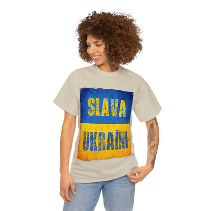 "SLAVA UKRAINI" FLAG - Unisex Heavy Cotton Tee