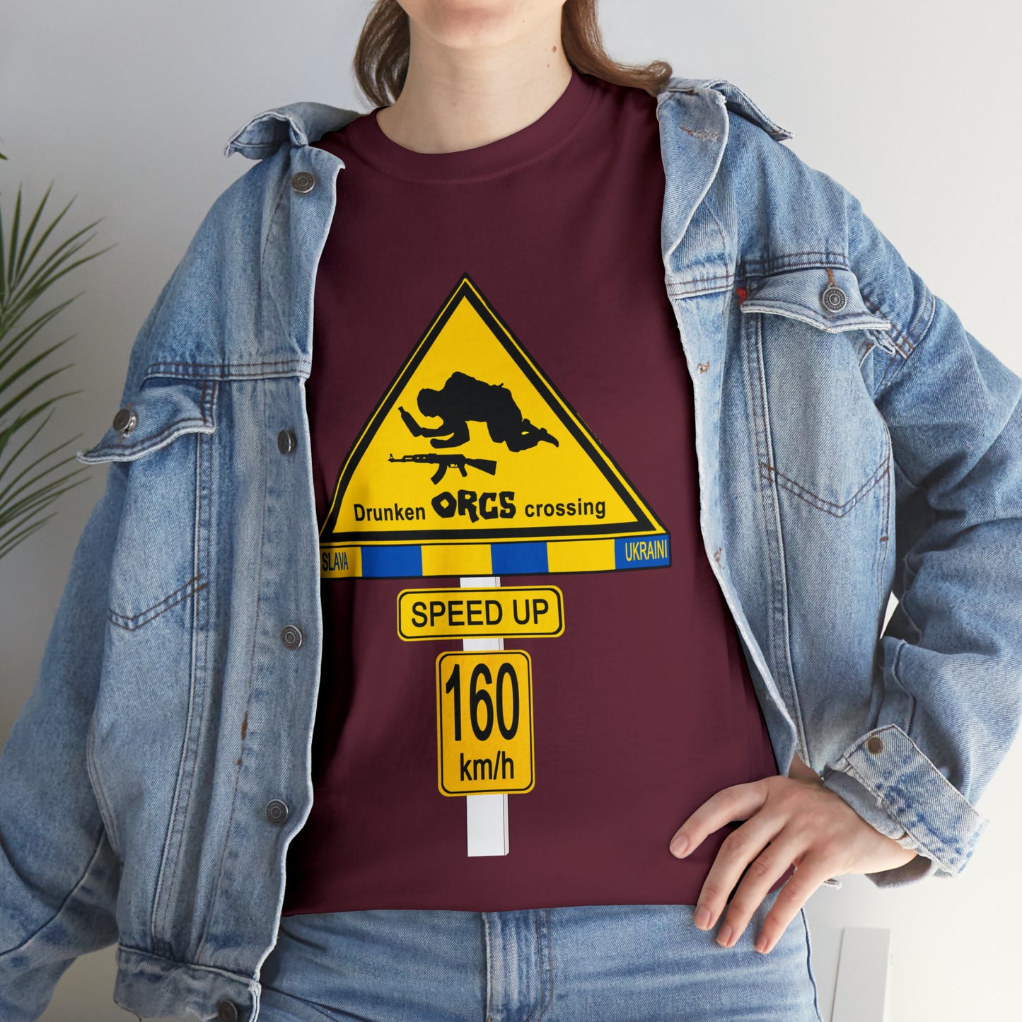 DRU**** ORCS CROSSING UKRAINE SUPPORTER T-SHIRT - Unisex Heavy Cotton Tee - AUS