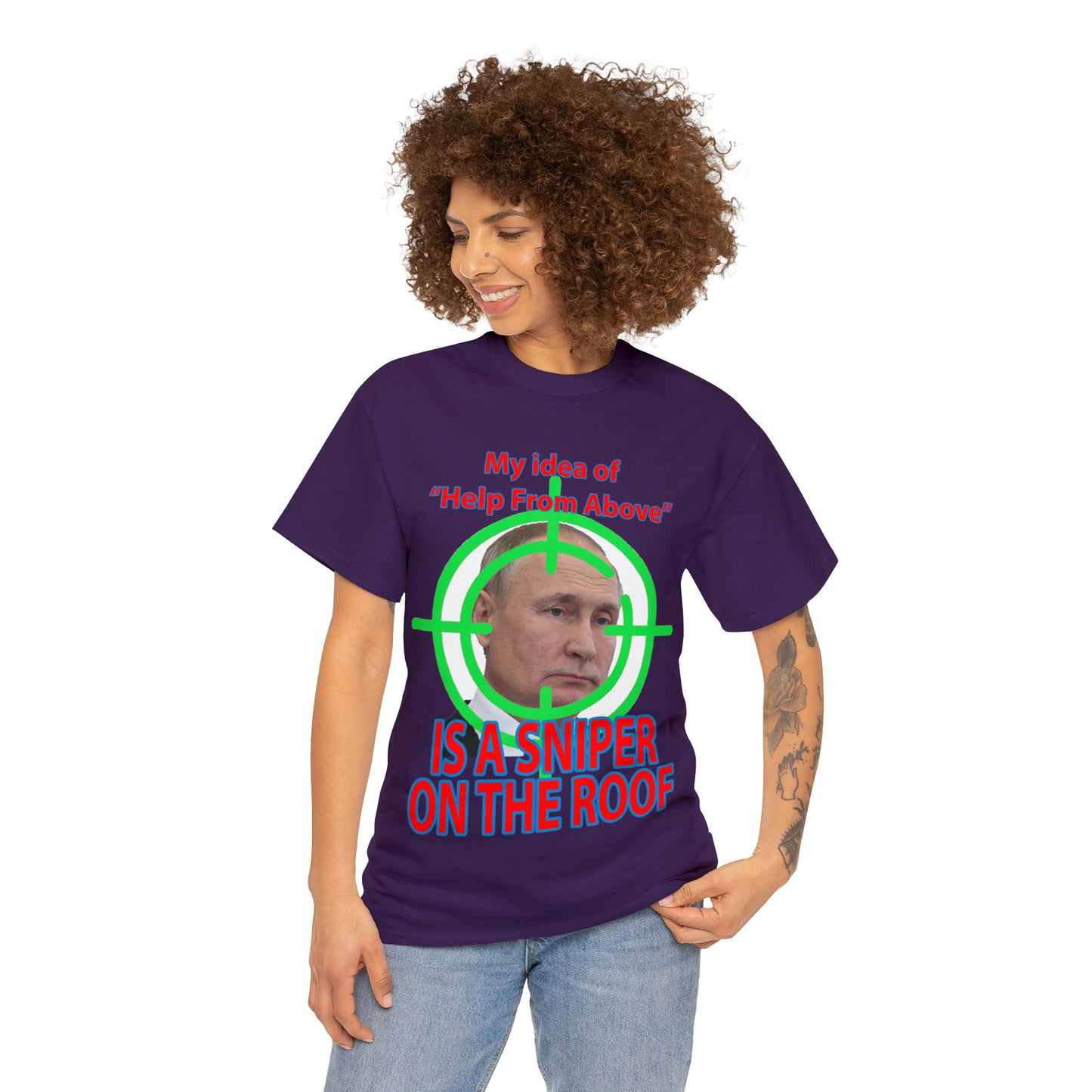 Help from Above SNIPER ON THE ROOF - Funny Unisex Heavy Cotton Tee - AUS
