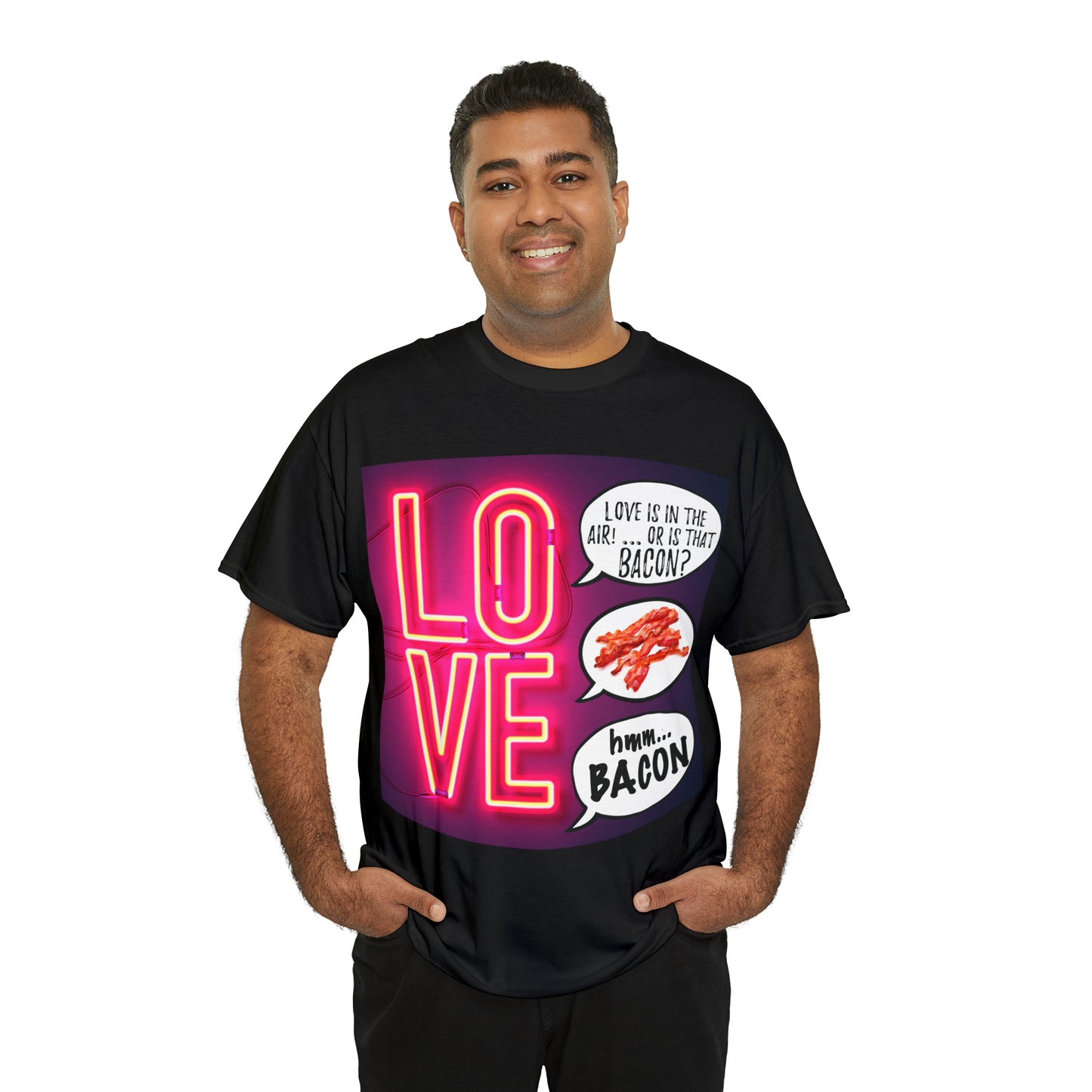 LOVE in in the AIR... or is that BACON? - Unisex Heavy Cotton Tee