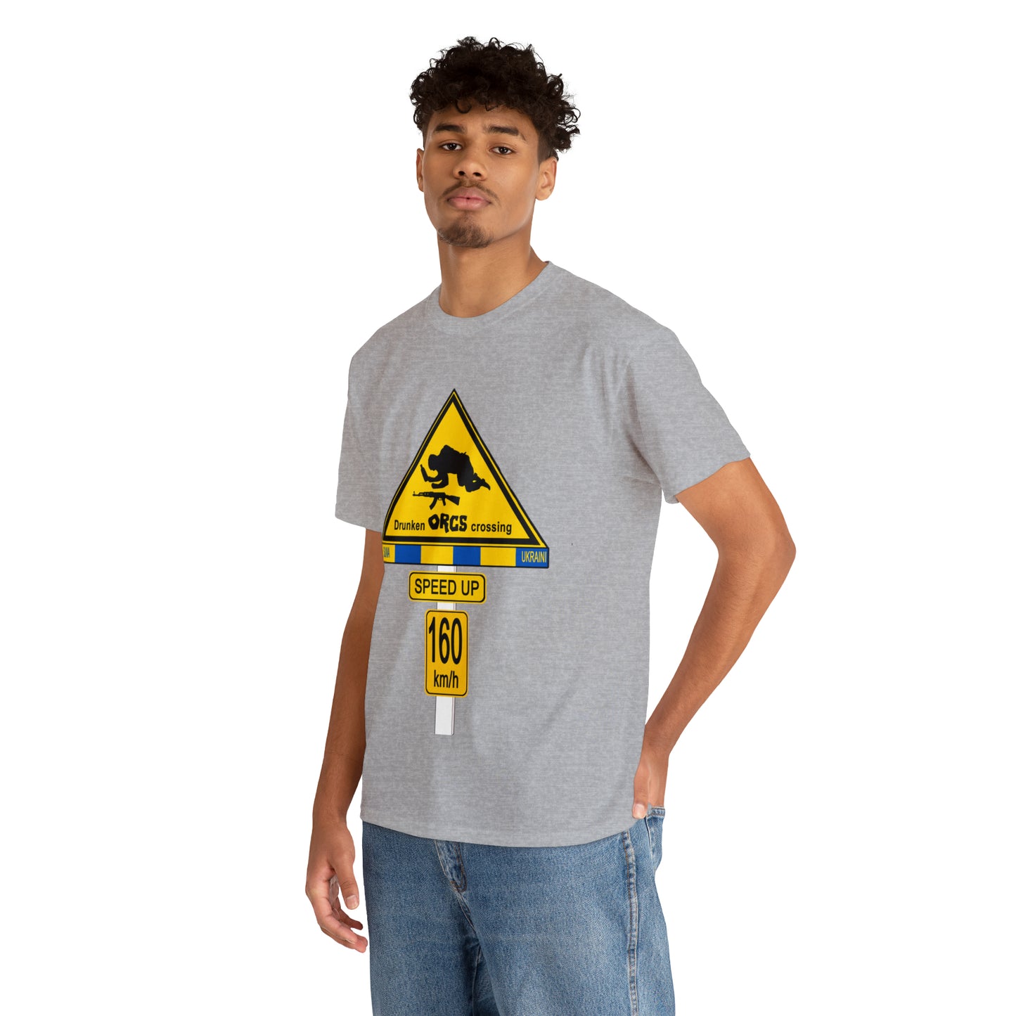 DRU**** ORCS CROSSING UKRAINE SUPPORTER T-SHIRT - Unisex Heavy Cotton Tee - AUS